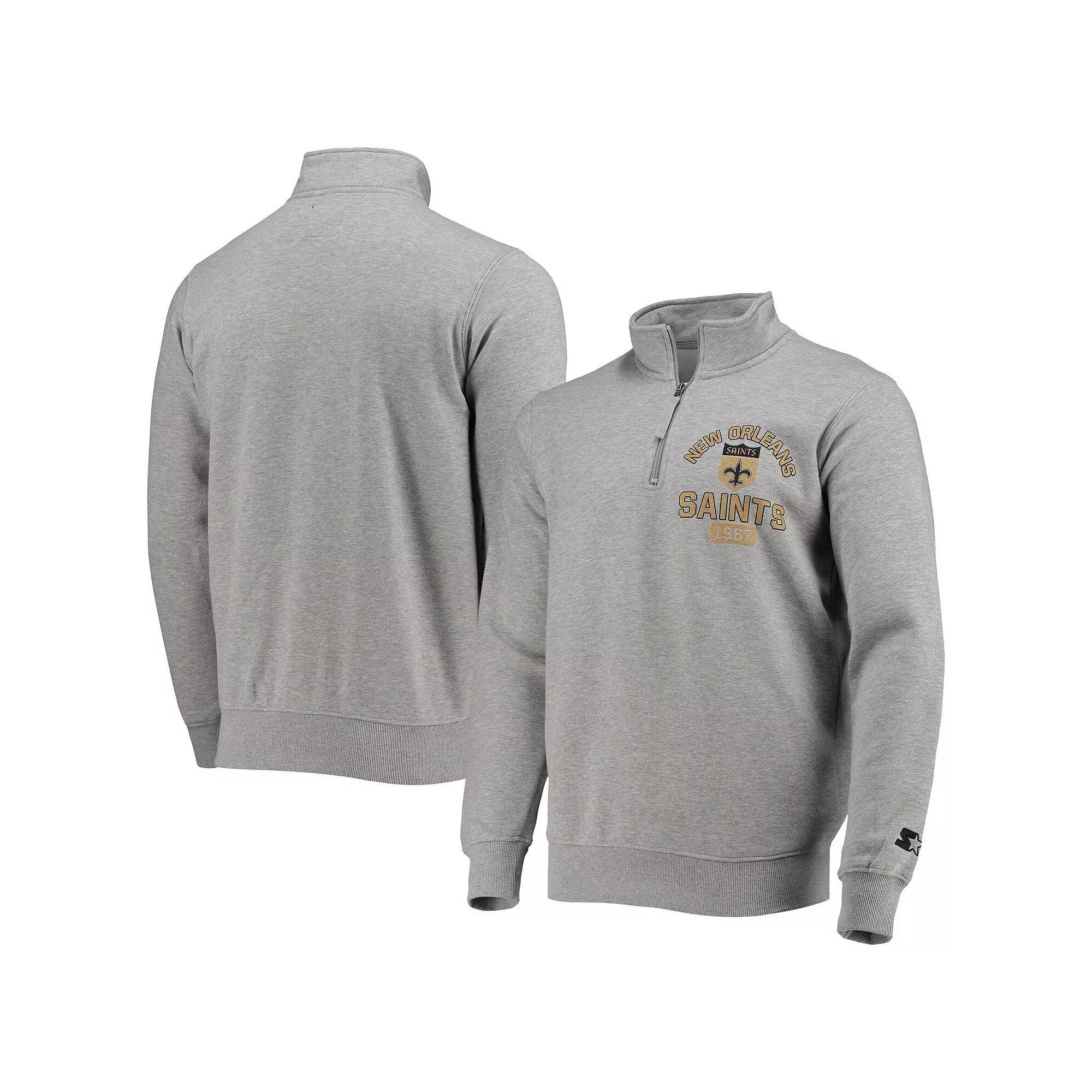 Men's Starter Gray New Orleans Saints Throwback Heisman Quarter-Zip Jacket,  Product Image