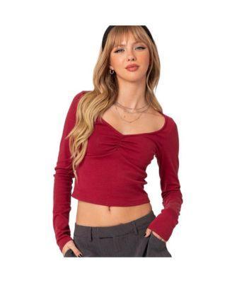 Womens Nat ruched v neck top Product Image