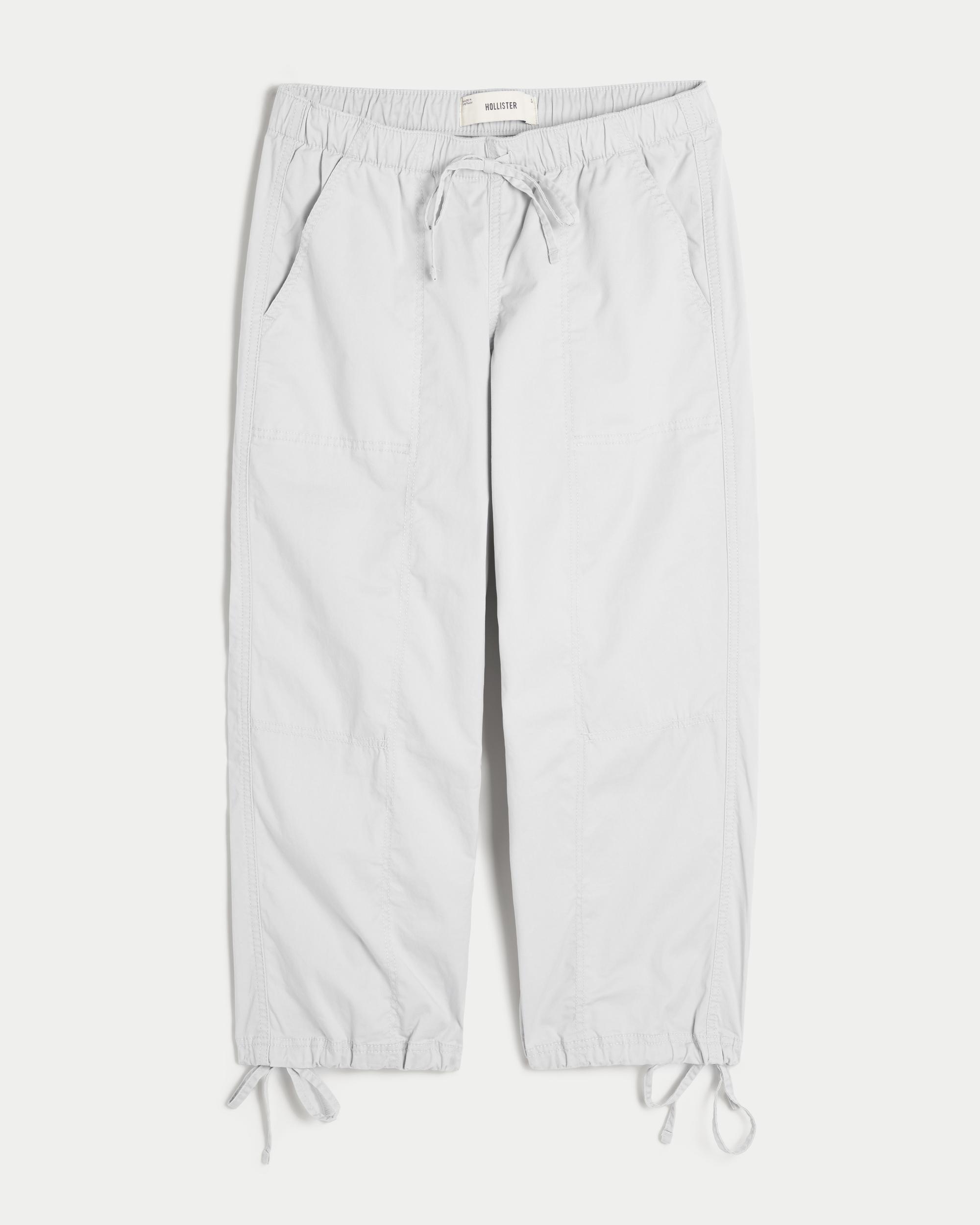 Low-Rise Poplin Baggy Capri Pants Product Image