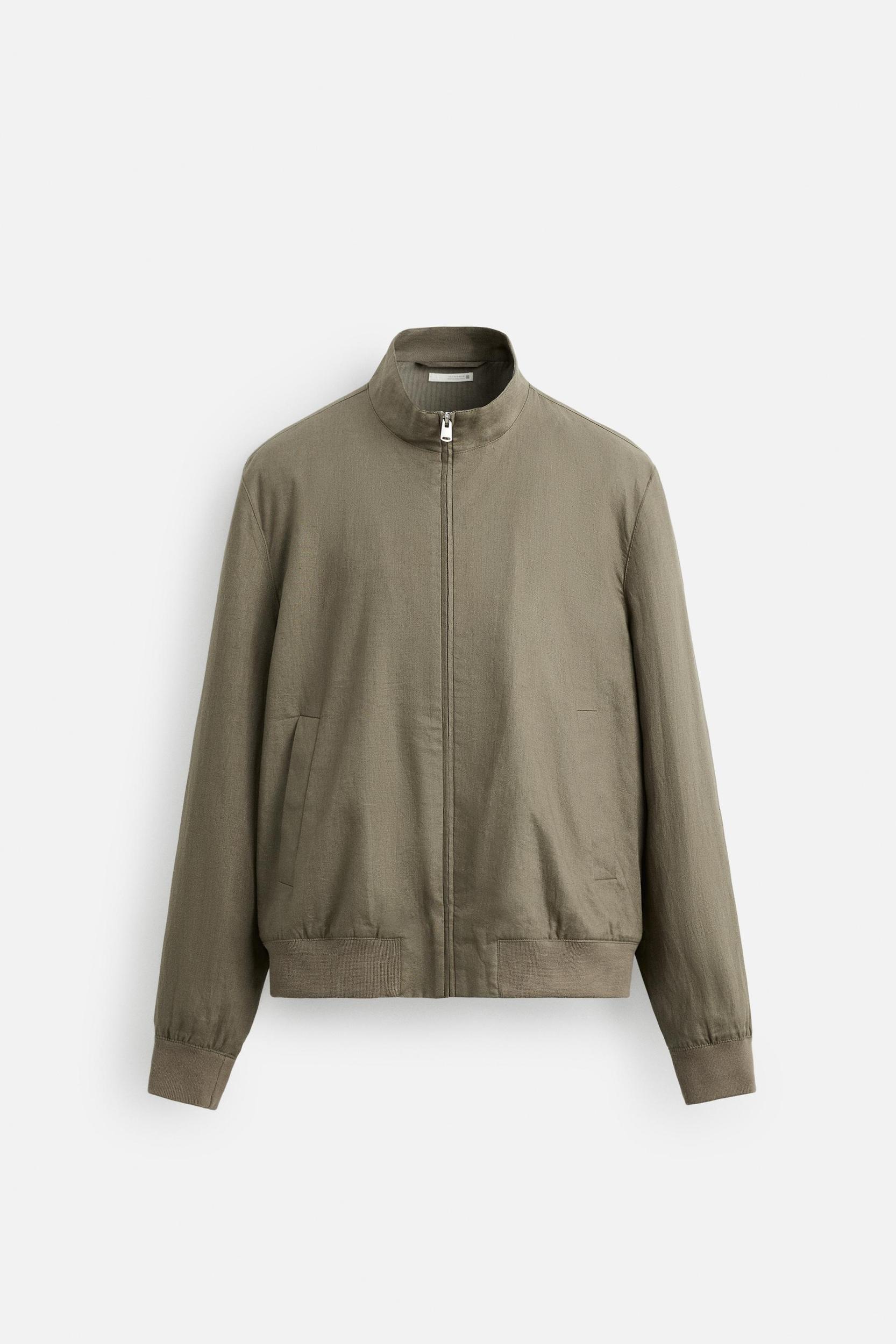 100% LINEN BOMBER JACKET Product Image
