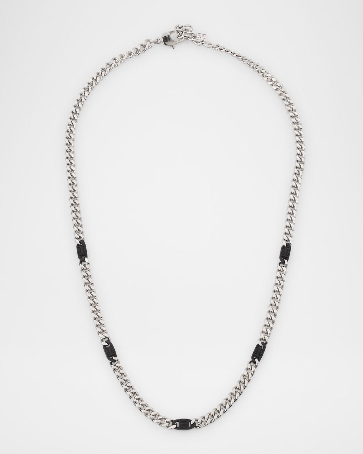 Men's 4G Black and Silvery Small Chain Necklace Product Image