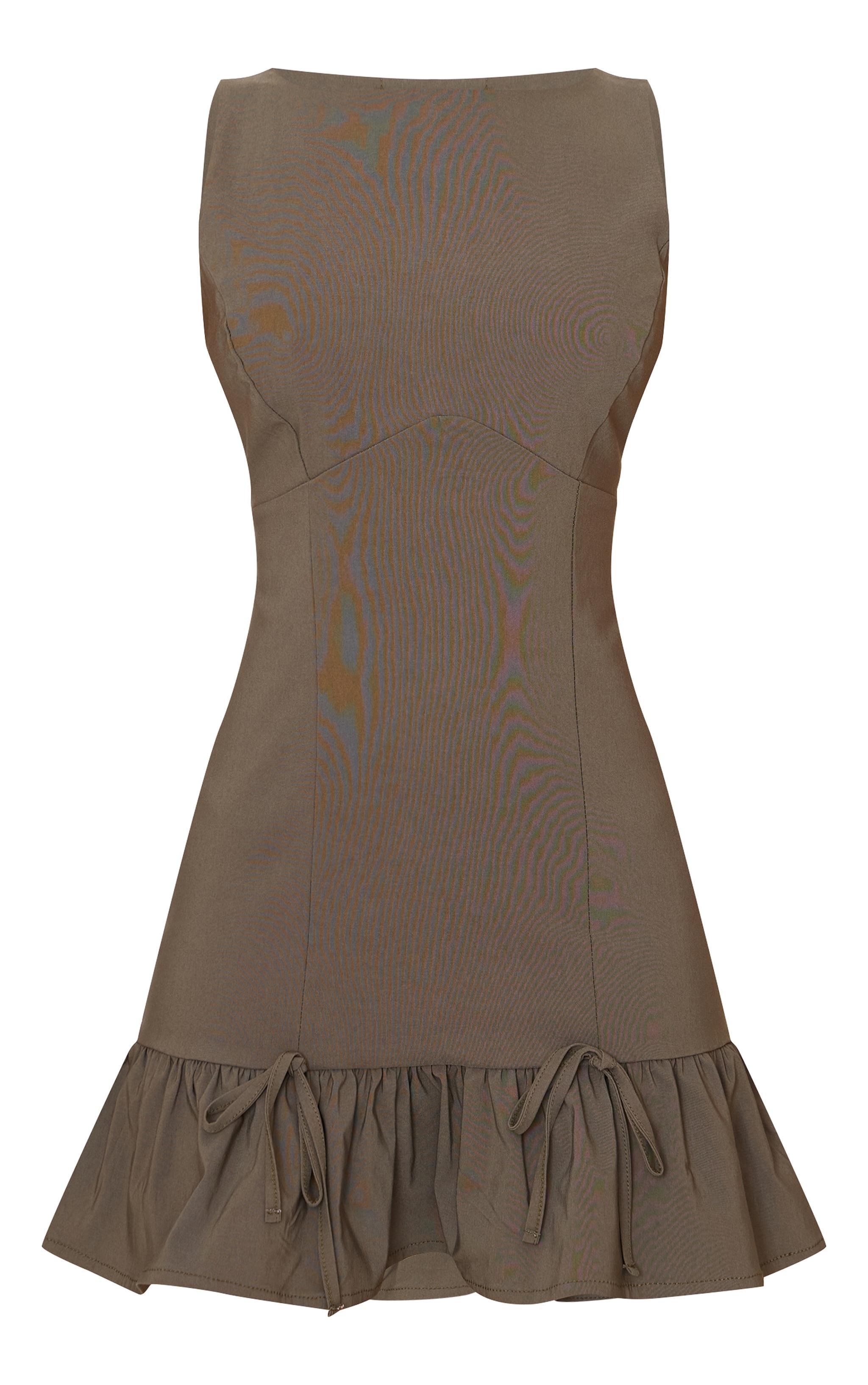 Petite Khaki Woven Mini Dress Product Image