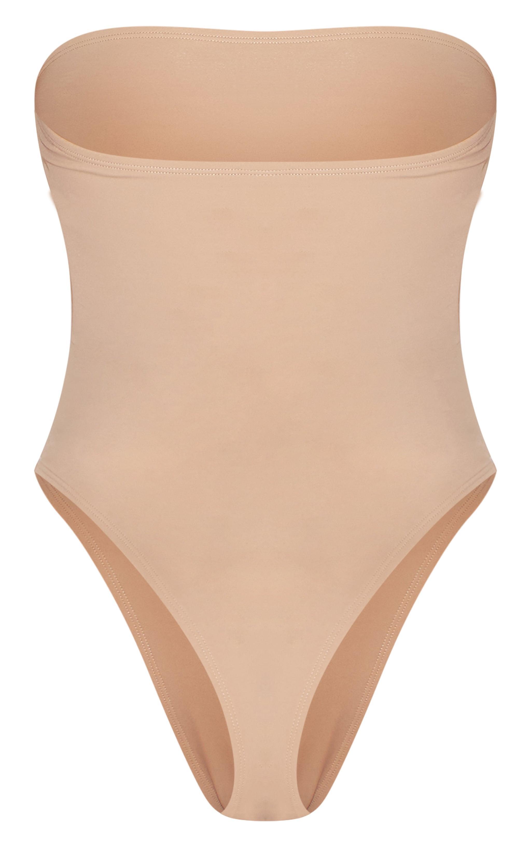 Nude Bandeau Cut Out High Leg Swimsuit Product Image