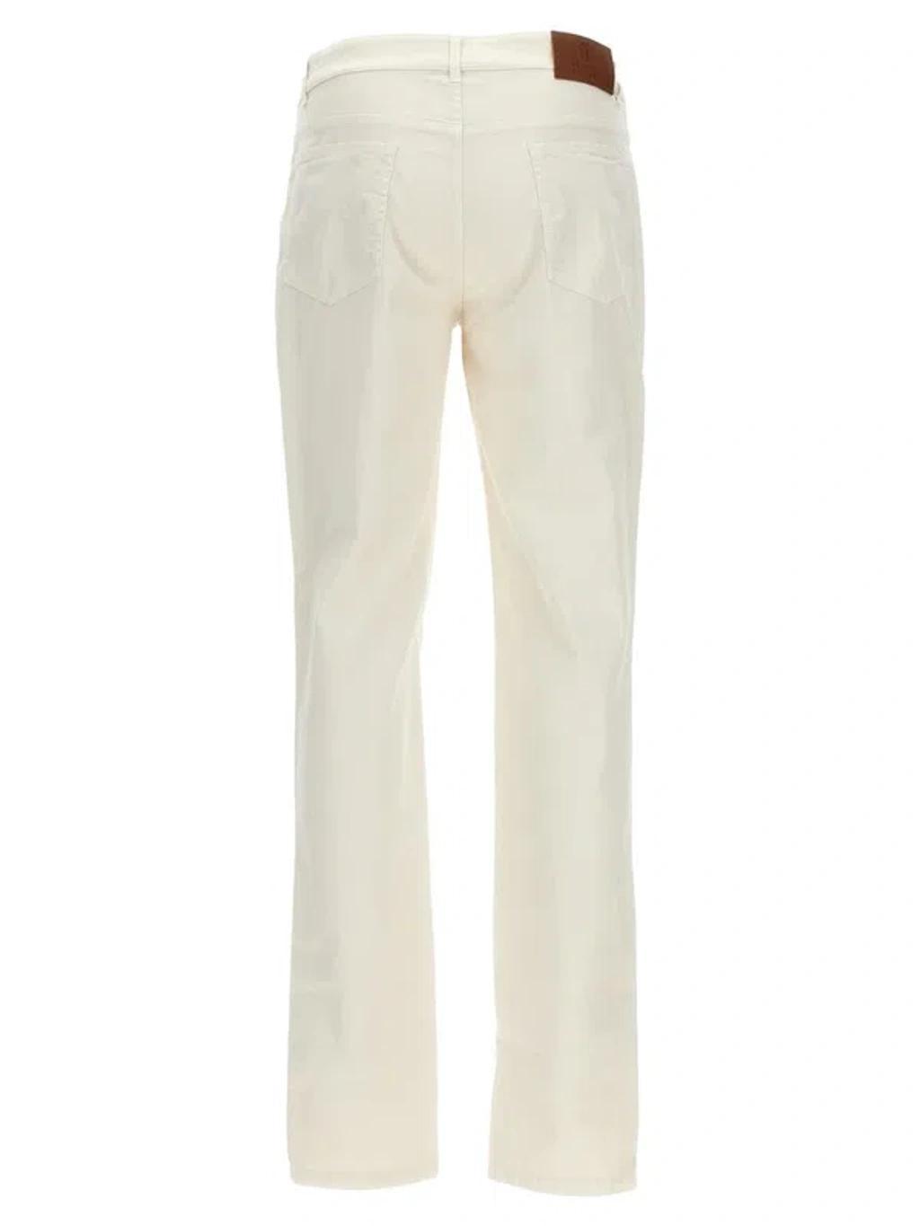 BRUNELLO CUCINELLI Embroidery Logo Pants In Beige Product Image