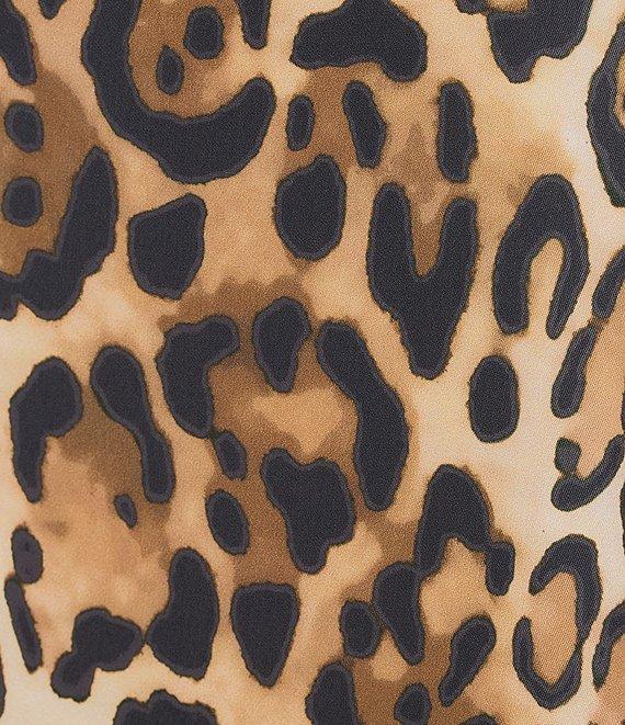 Caroline Rose Plus Coordinating Leopard Print Matte Crepe Scoop Neck 3/4 Sleeve Party Top Product Image