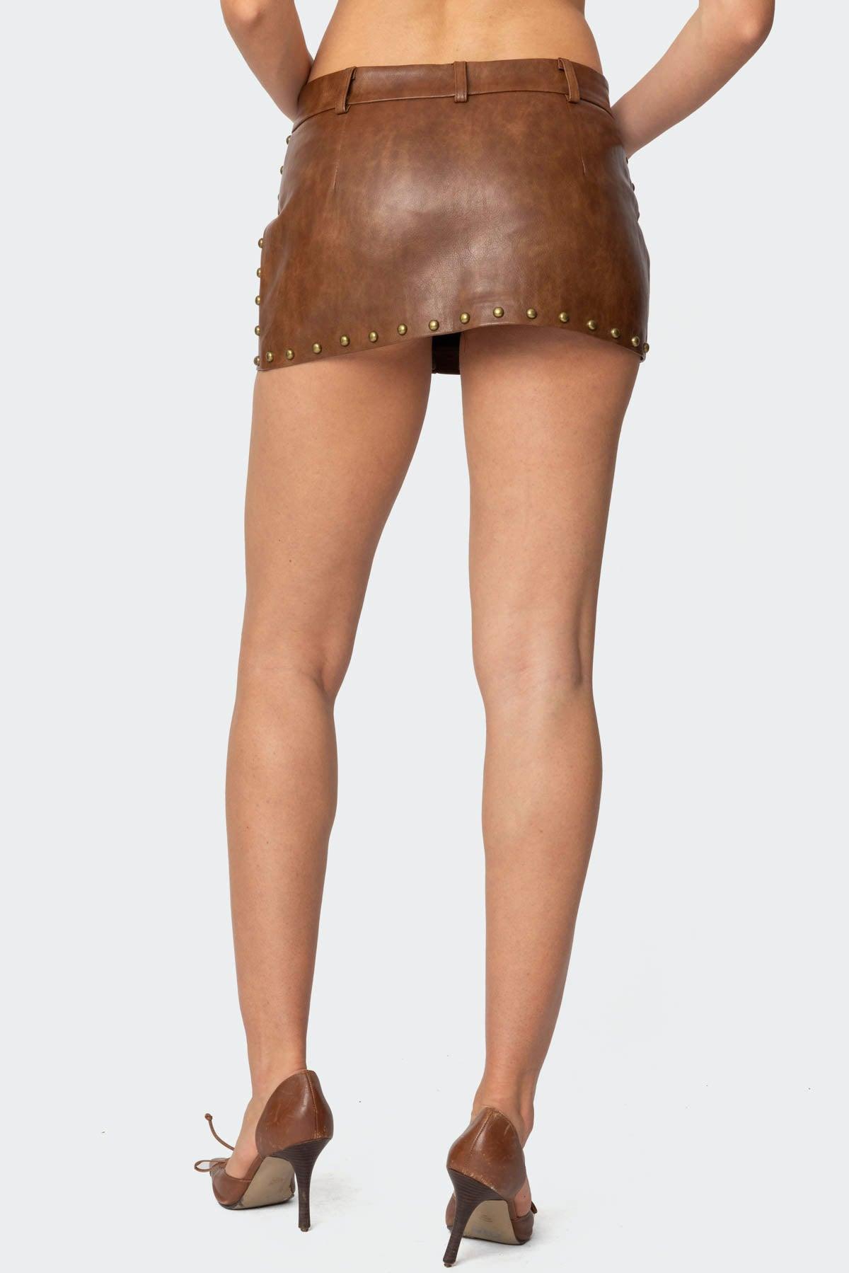 Studded Faux Leather Mini Skort Product Image