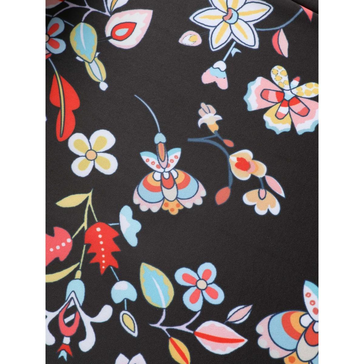 Plus Size Boho Print Surplice Neck Ruched One Piece Swimsuit Women's Swimwear Indigo Beach Gathered Curve Bathing Suits High stretch One Pieces BloomChic 28/5X Product Image