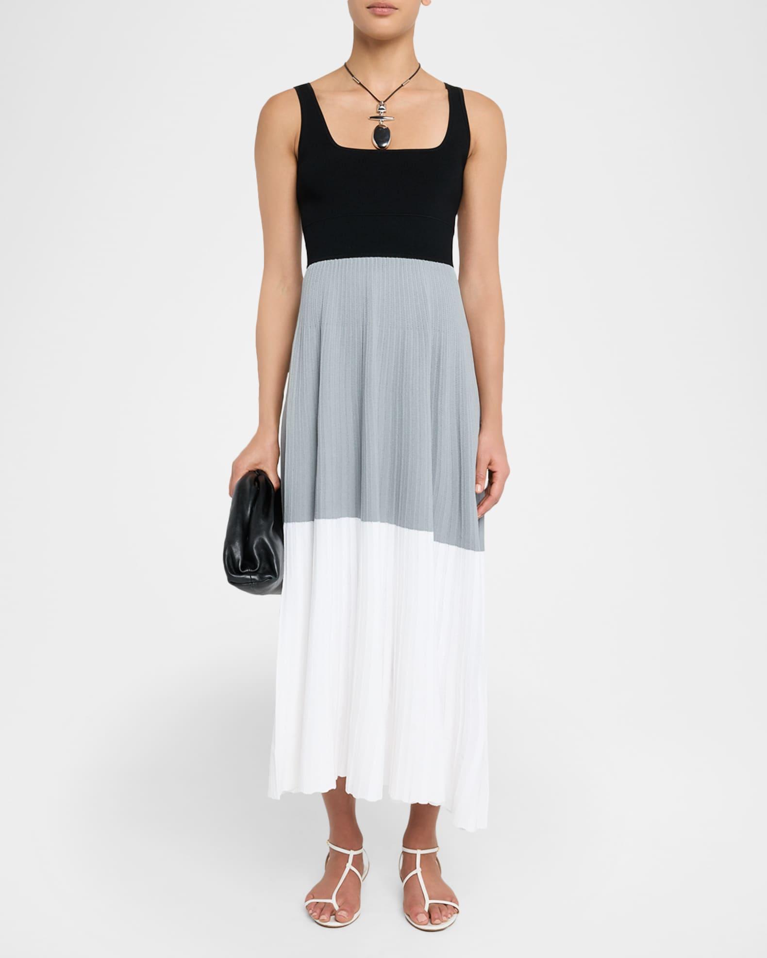 Color Block Square-Neck Midi Dress Product Image