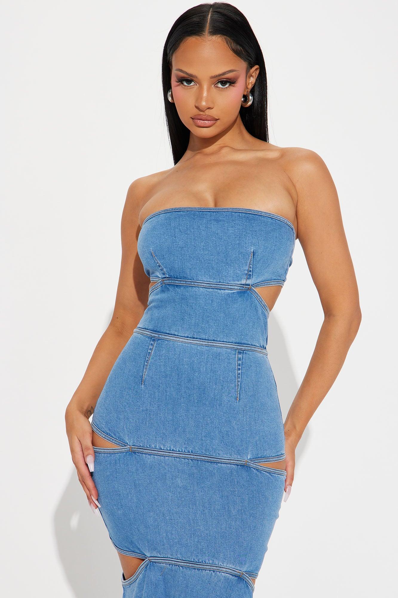 Raya Denim Maxi Dress - Denim Product Image