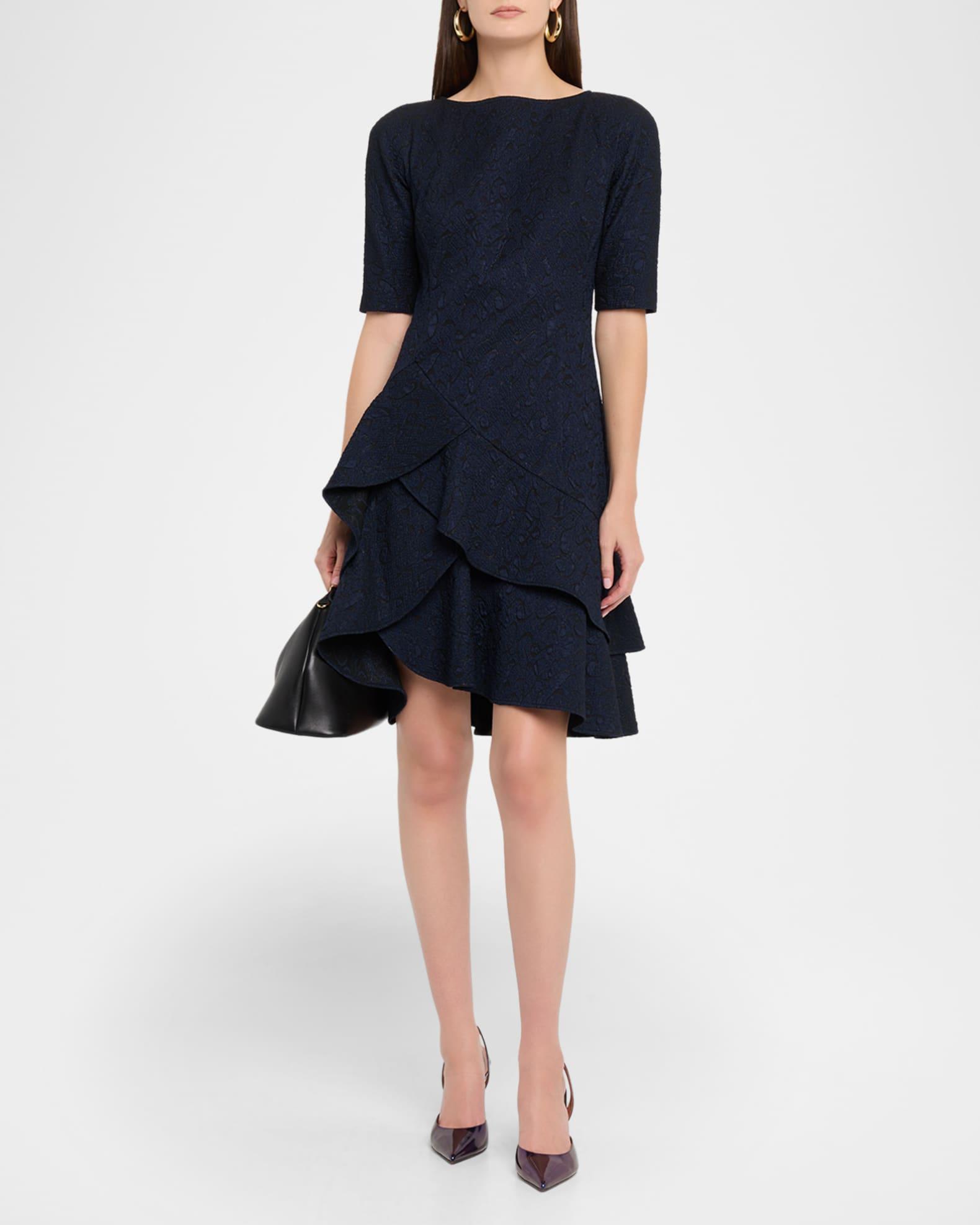 High-Low Ruffle Jacquard Dress Product Image