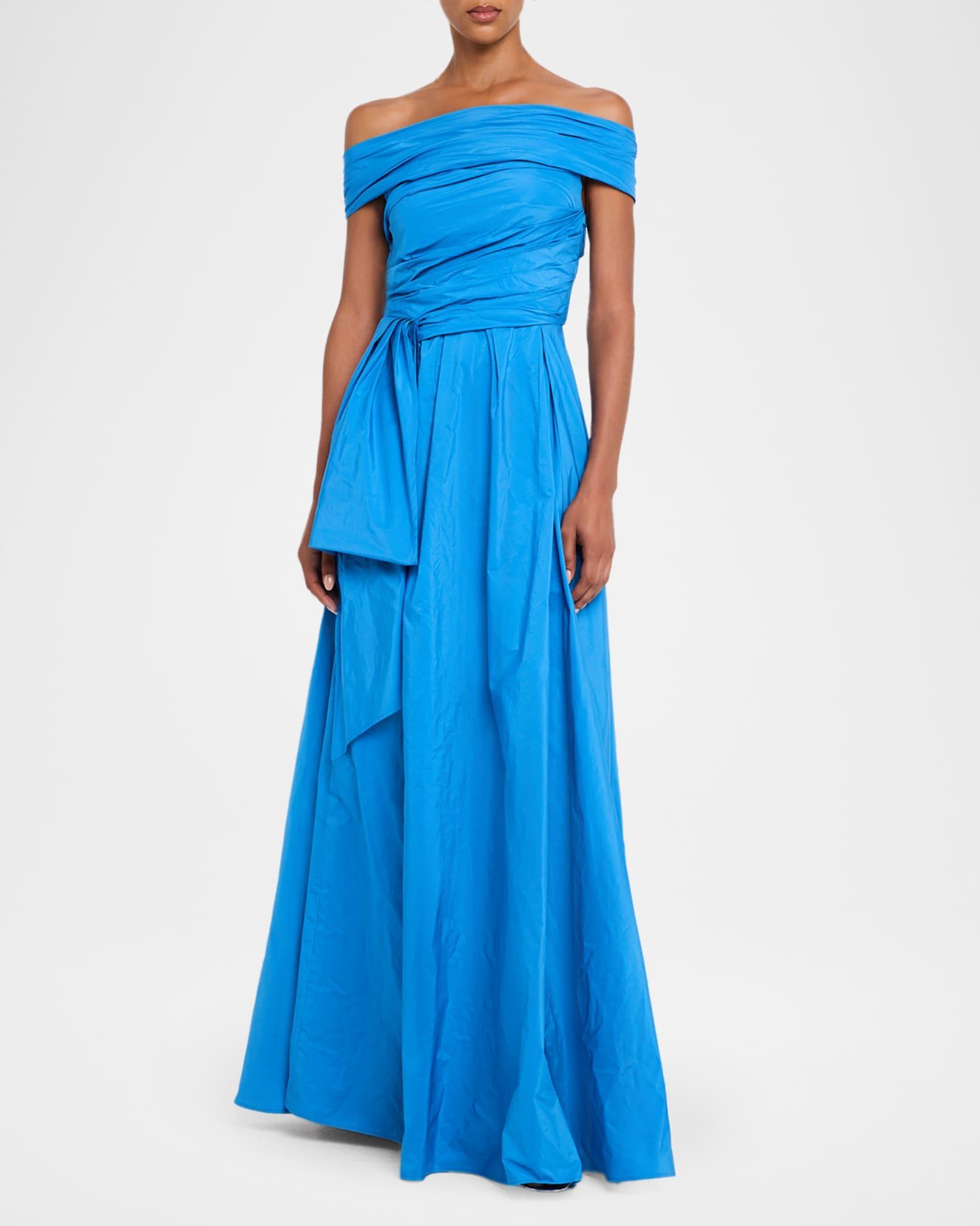 Off-The-Shoulder Draped Taffeta Gown Product Image