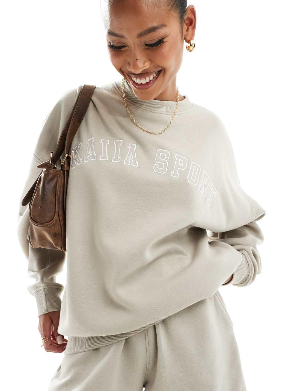 Kaiia logo sweatshirt in stone - part of a set Product Image