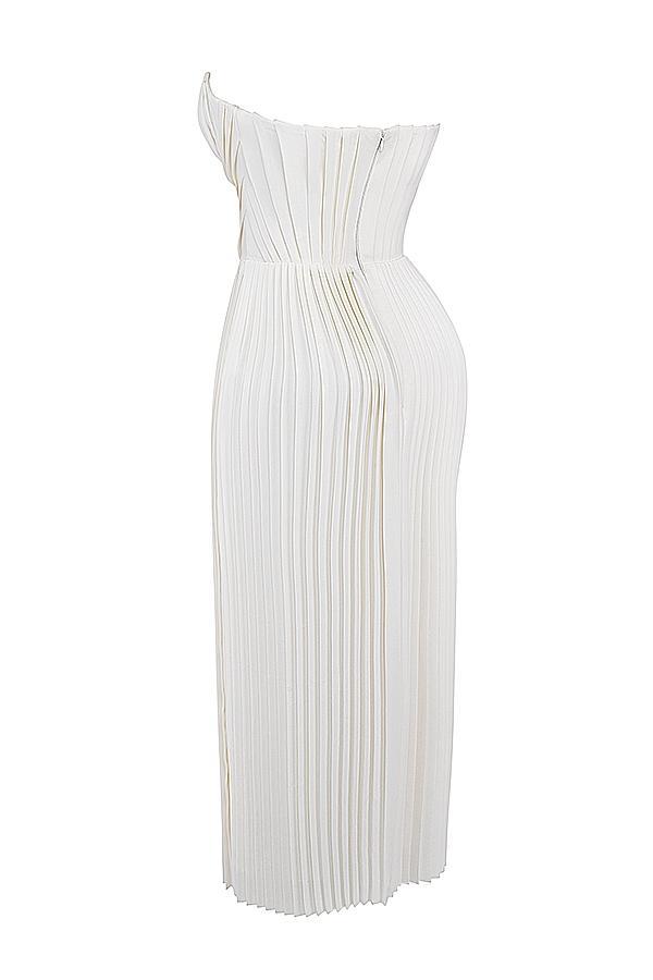 Amorata Ivory Pleated Maxi Dress Product Image