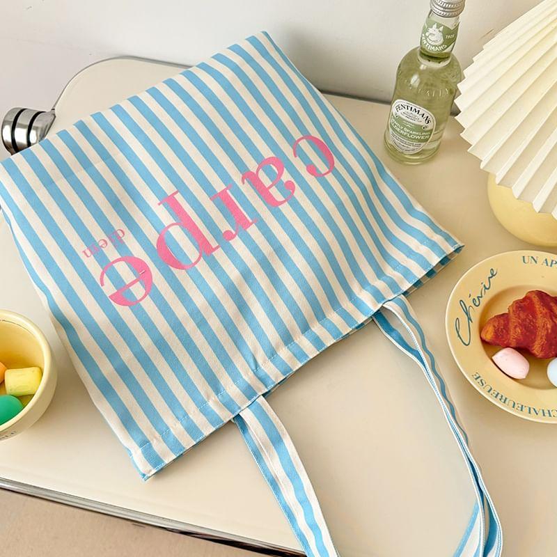 Striped Lettering Tote Bag Product Image