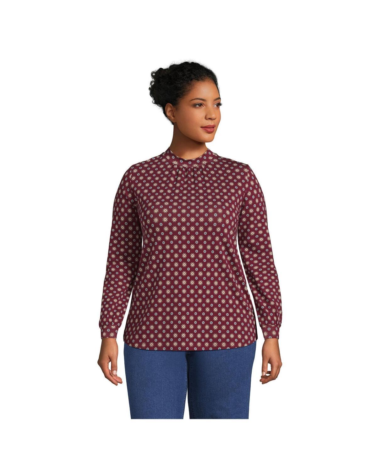 Plus Size Lands End Gathered Mockneck Top, Womens Product Image