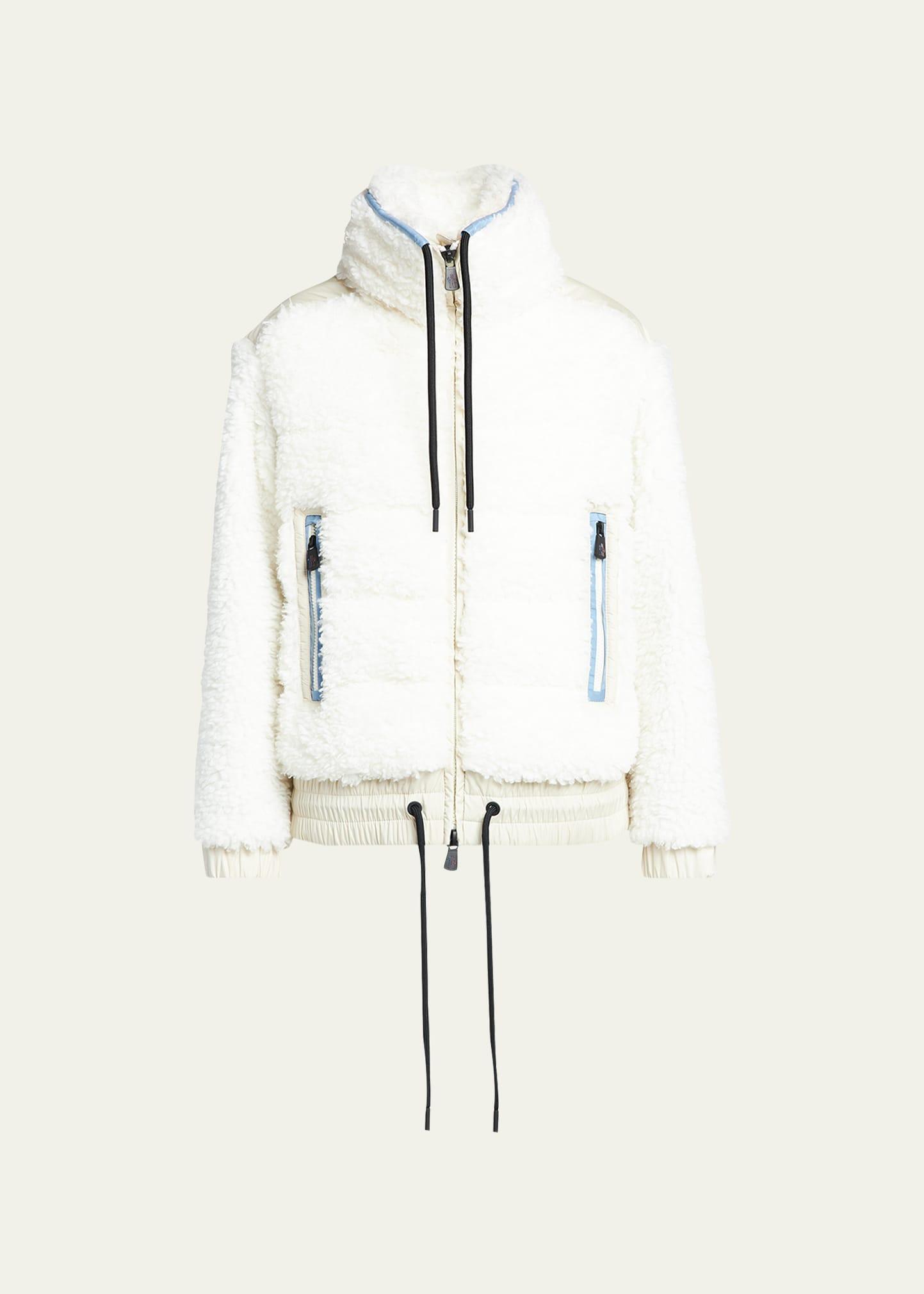 Zip-Up Faux Sherpa Drawstring Puffer Jacket Product Image