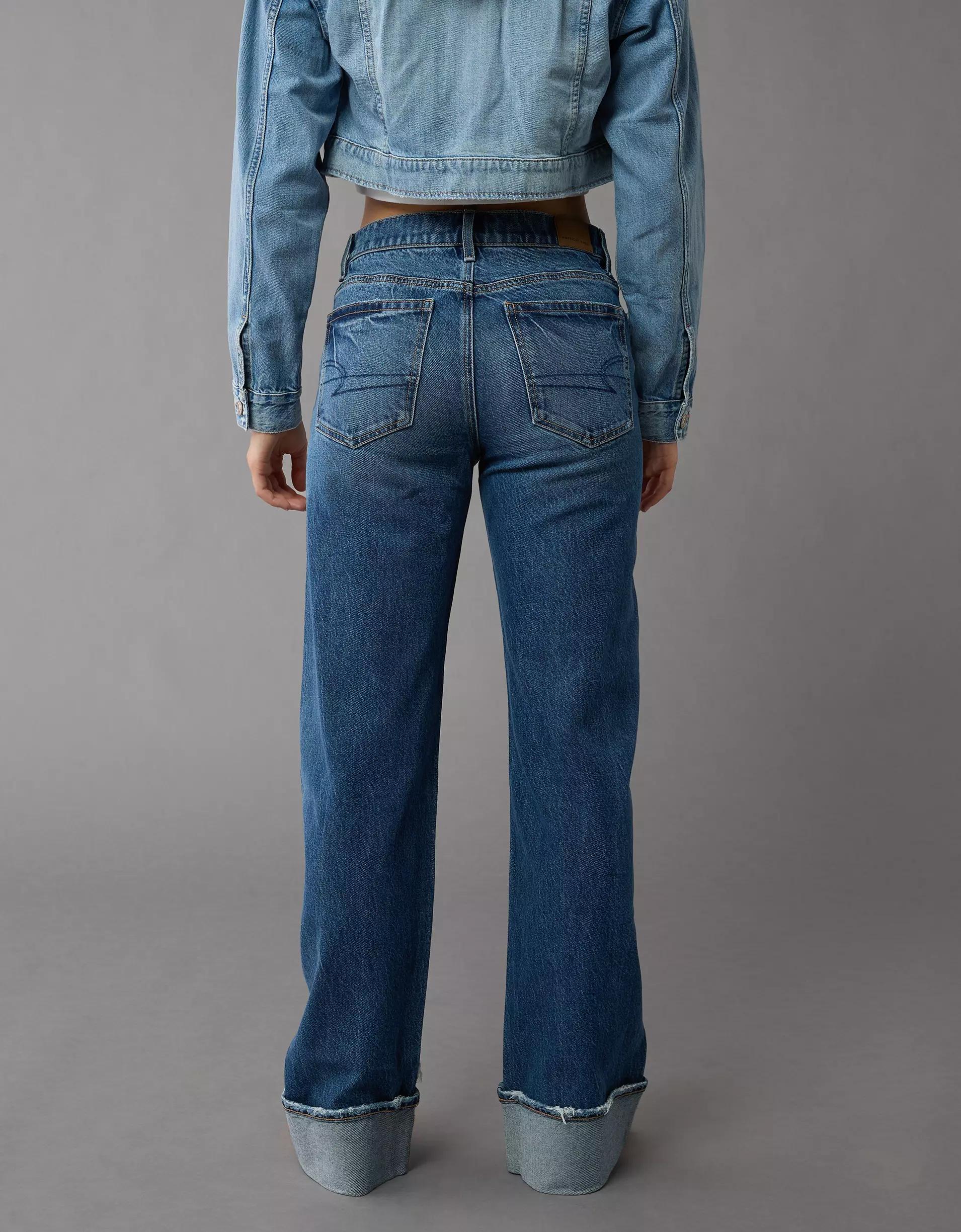 AE Stretch High-Waisted Stovepipe Cuffed Jean Product Image