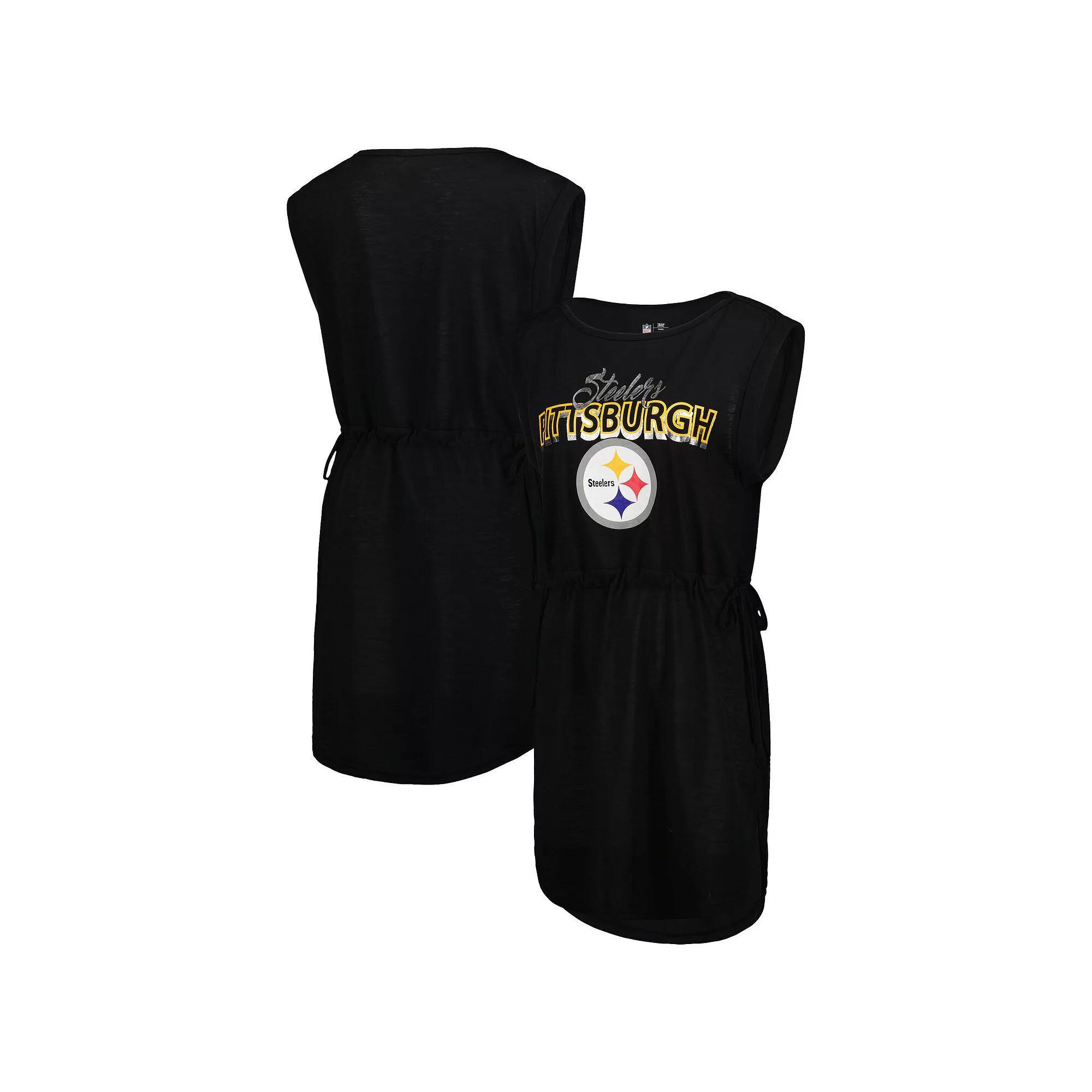 Women's G-III 4Her by Carl Banks Black Pittsburgh Steelers G.O.A.T. Swimsuit Cover-Up,  Product Image