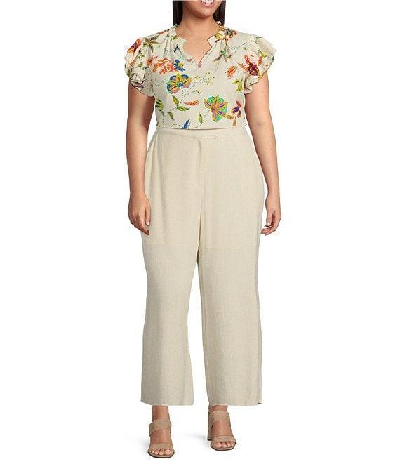 Sugarlips Plus Floral/Paisley Printed Flutter-Sleeve Woven Top Product Image