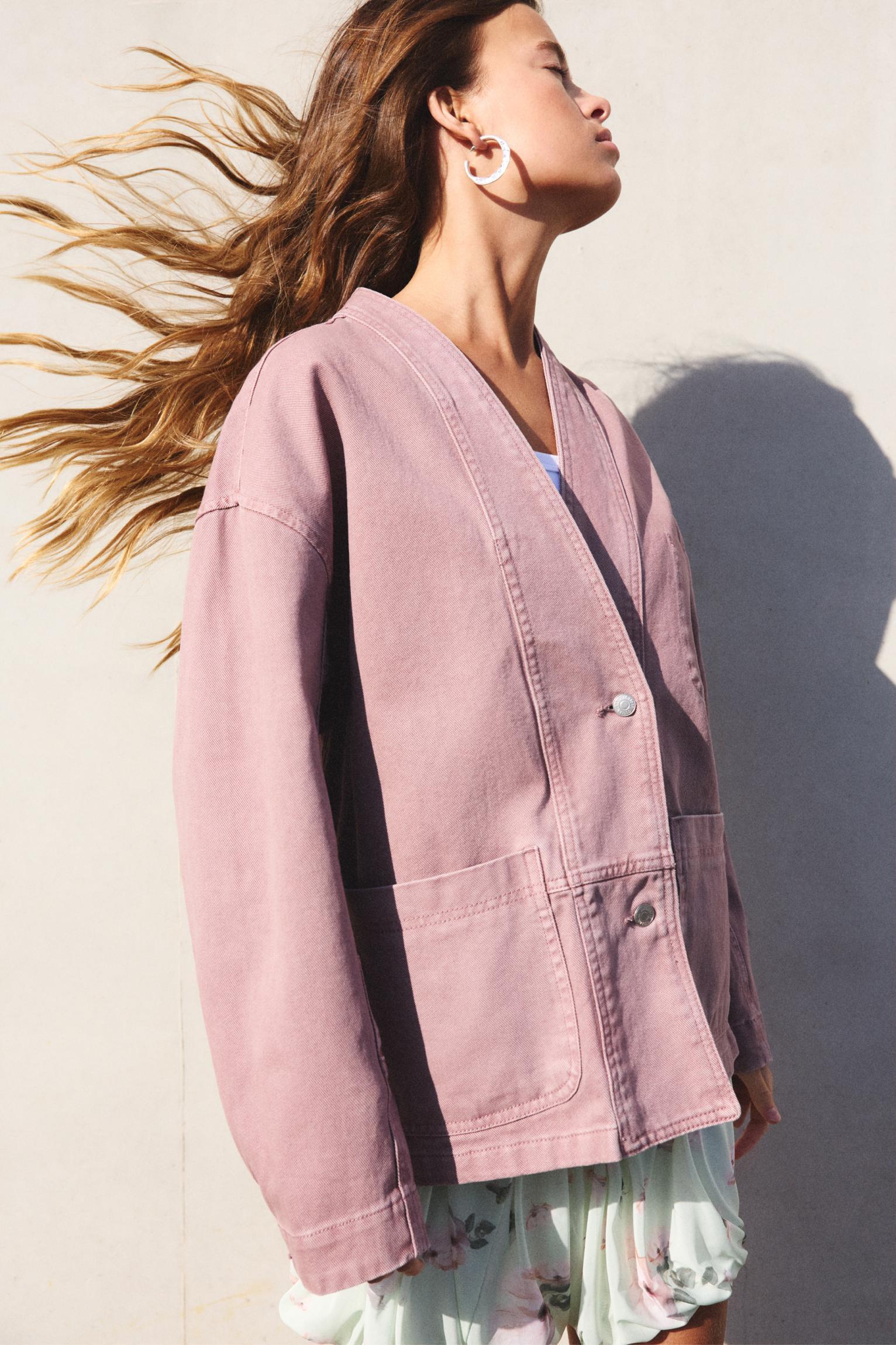 Pink denim jacket Product Image