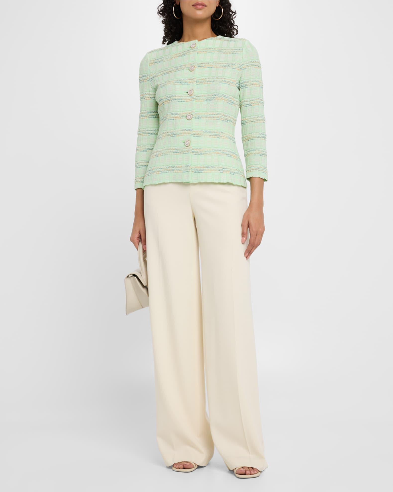 Tailored-Fit Plaid Textured Knit Jacket Product Image