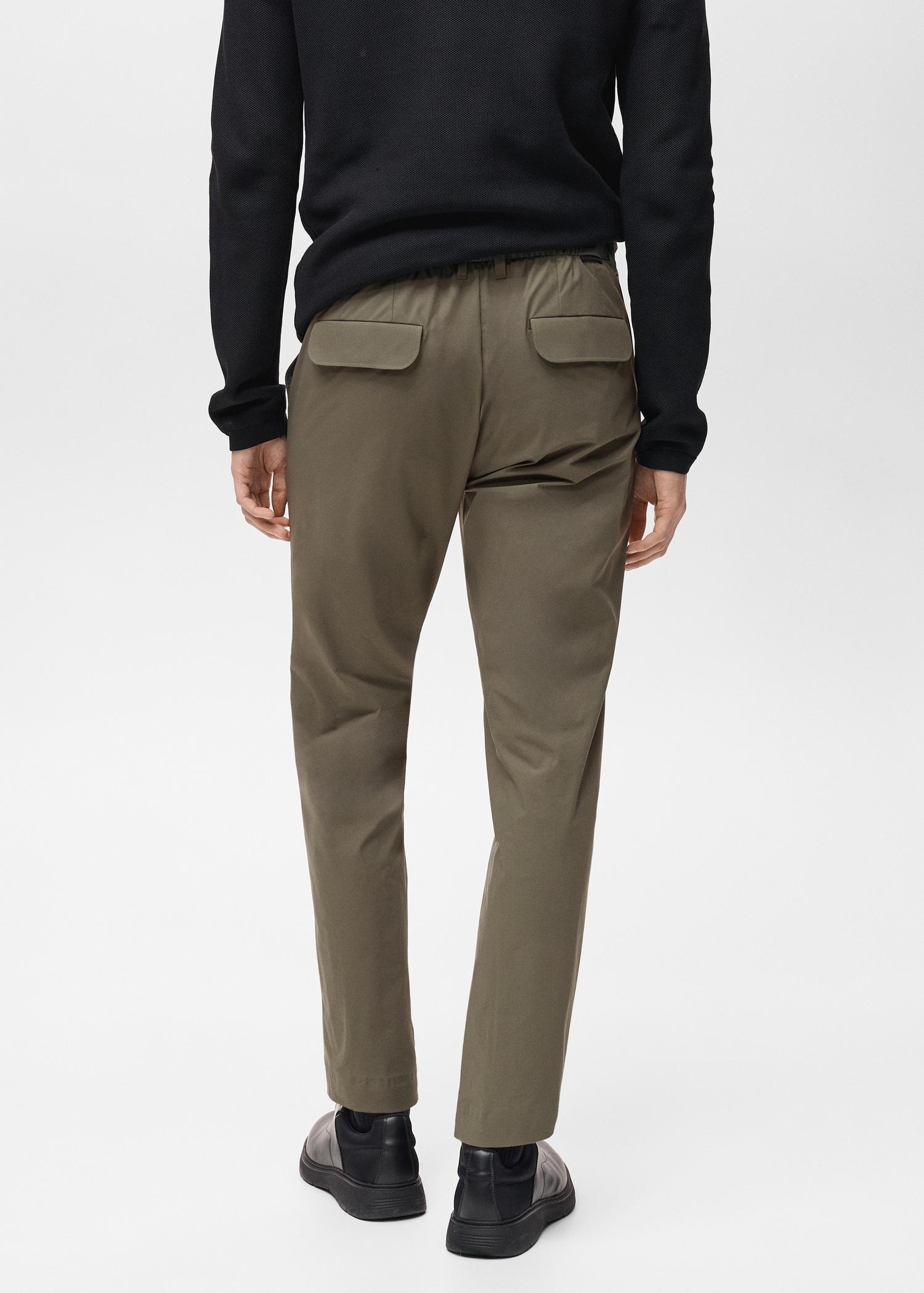 Stretch fabric slim-fit pants with drawstring - Men | MANGO USA Product Image