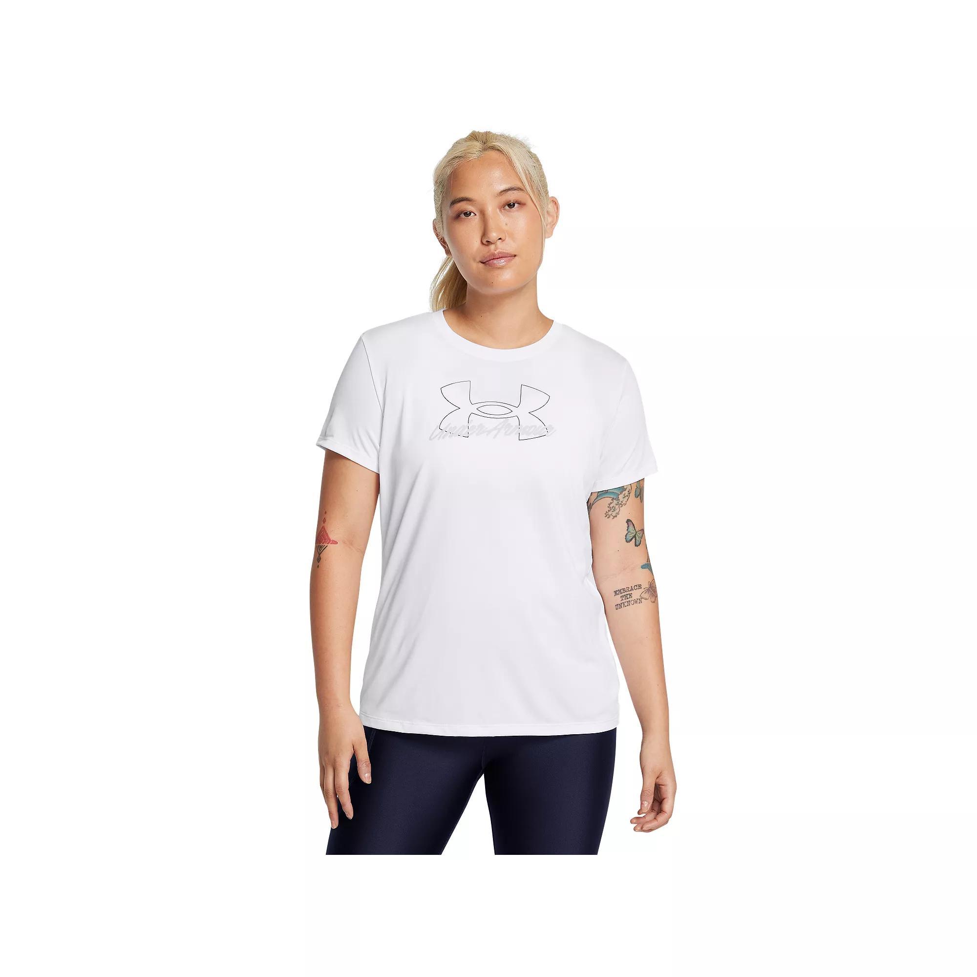 Women's Under Armour Tech™ Script Short Sleeve Tee, Size: XS, White Product Image
