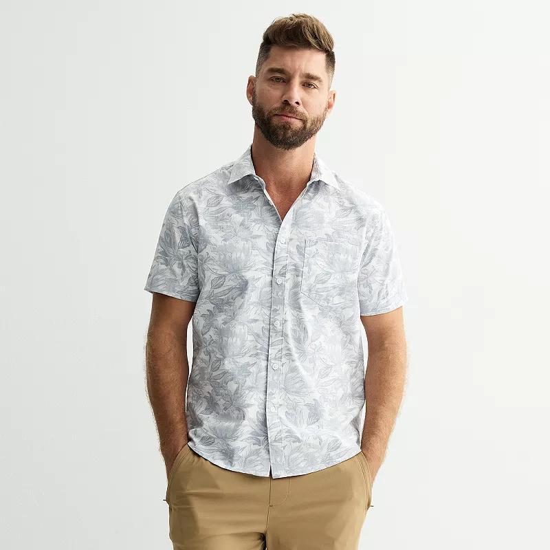 Men's FLX Performance Untucked-Fit Short Sleeve Button Down Shirt, Size: Small, Blue Water Product Image