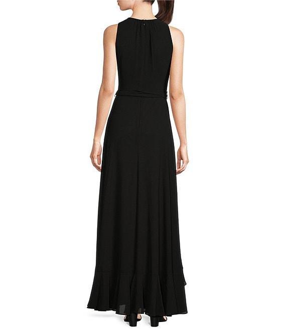 Alex Marie Colette Sleeveless Tie Waist Tiered Ruffle Hem Maxi Gown Product Image