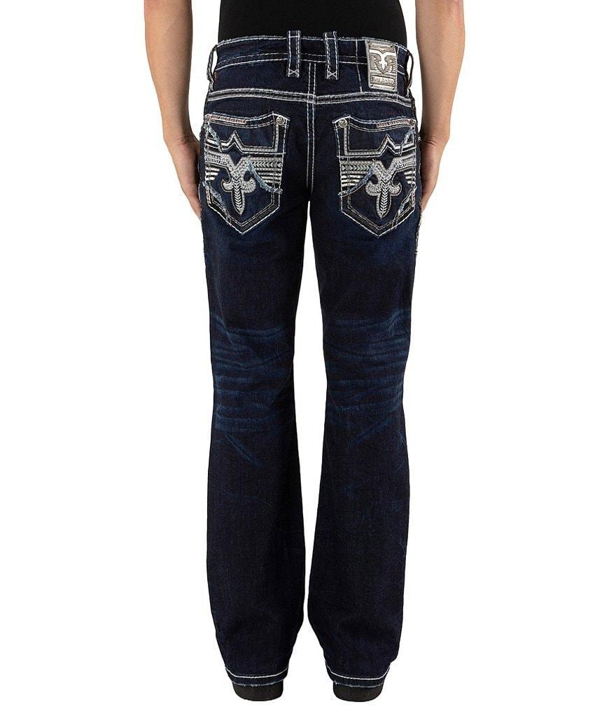 Rock Revival Leon Chevron/Inverted Fleur-De-Lis Pocket Bootcut Jeans Product Image