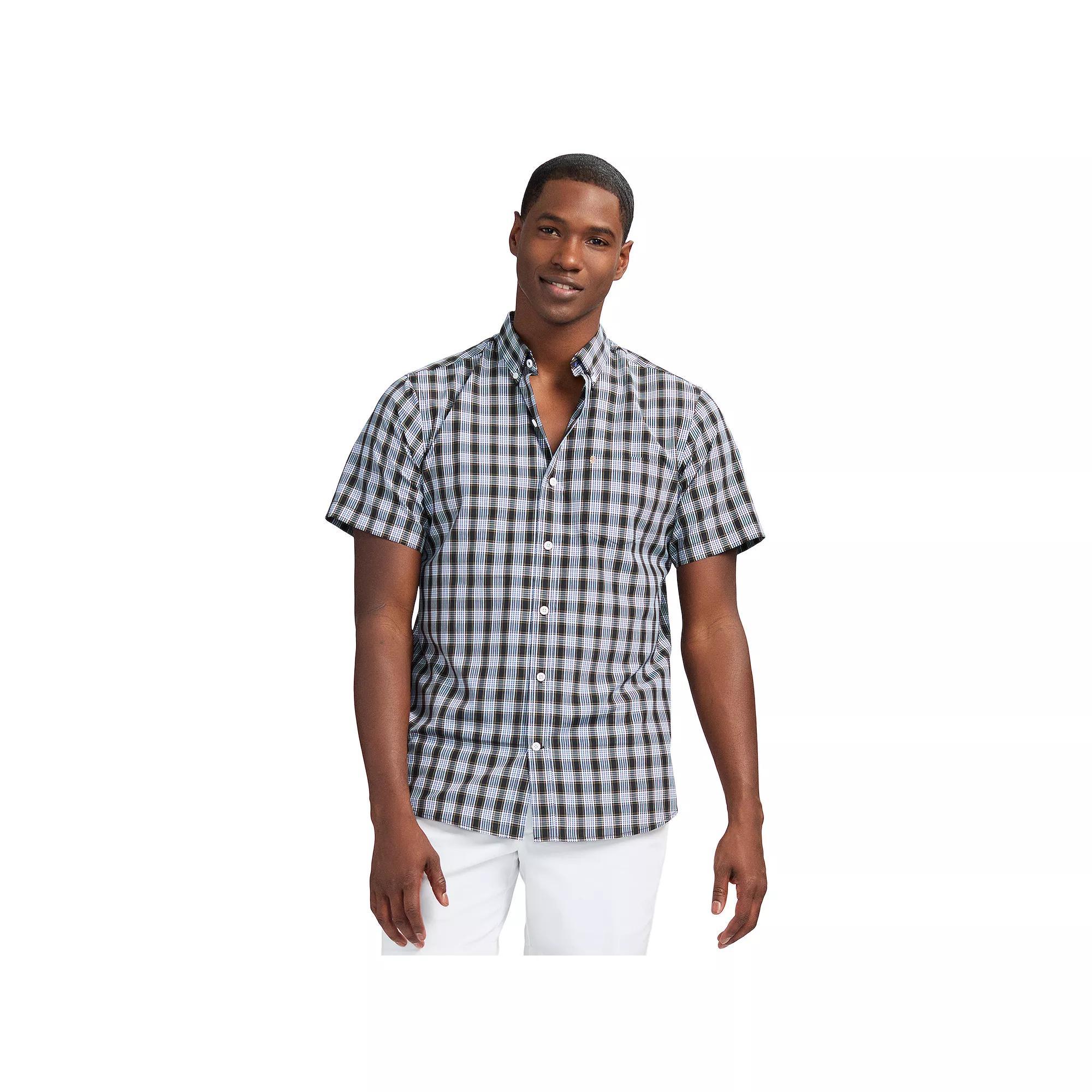Men's IZOD Breeze Button-Down Shirt, Size: Medium, Grey Plaid Product Image