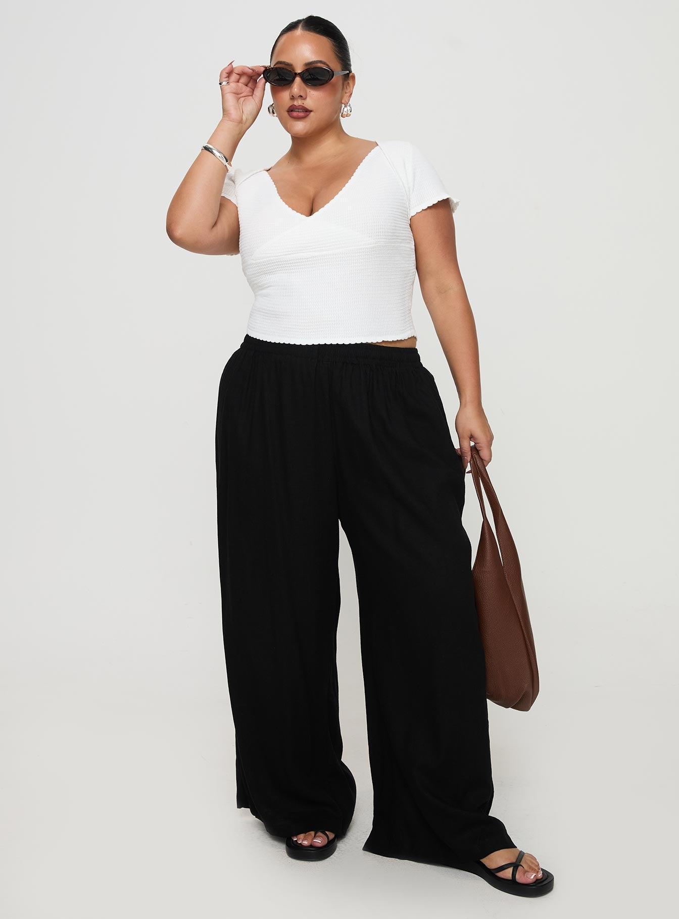 Louis Linen Blend Pants Black Curve Product Image