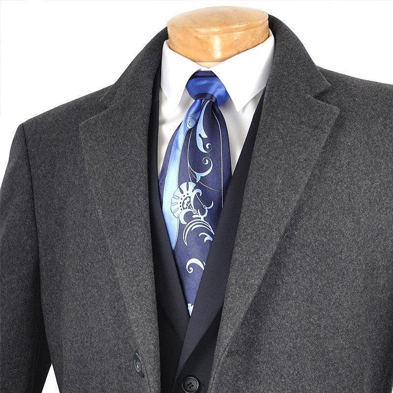 Milan Collection - Wool and Cashmere Regular Fit Dress Top Coat 48" Long in Charcoal Product Image