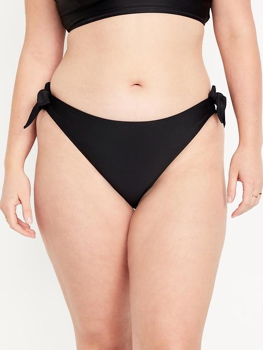 Mid-Rise Side-Tie Bikini Swim Bottoms Product Image