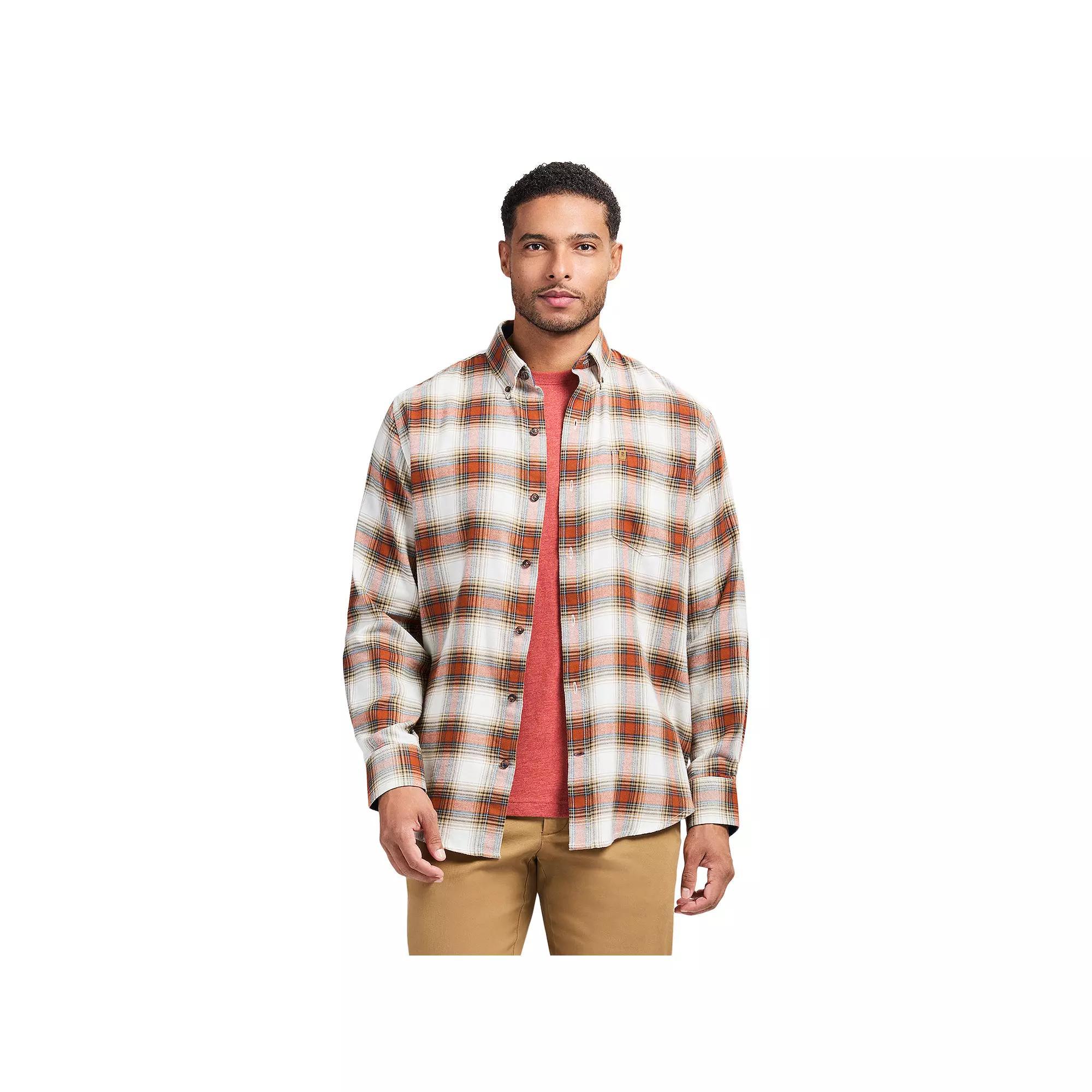 Men's IZOD Stratton Flannel Long Sleeve Button Down Shirt, Size: Small, Gingerbread Product Image