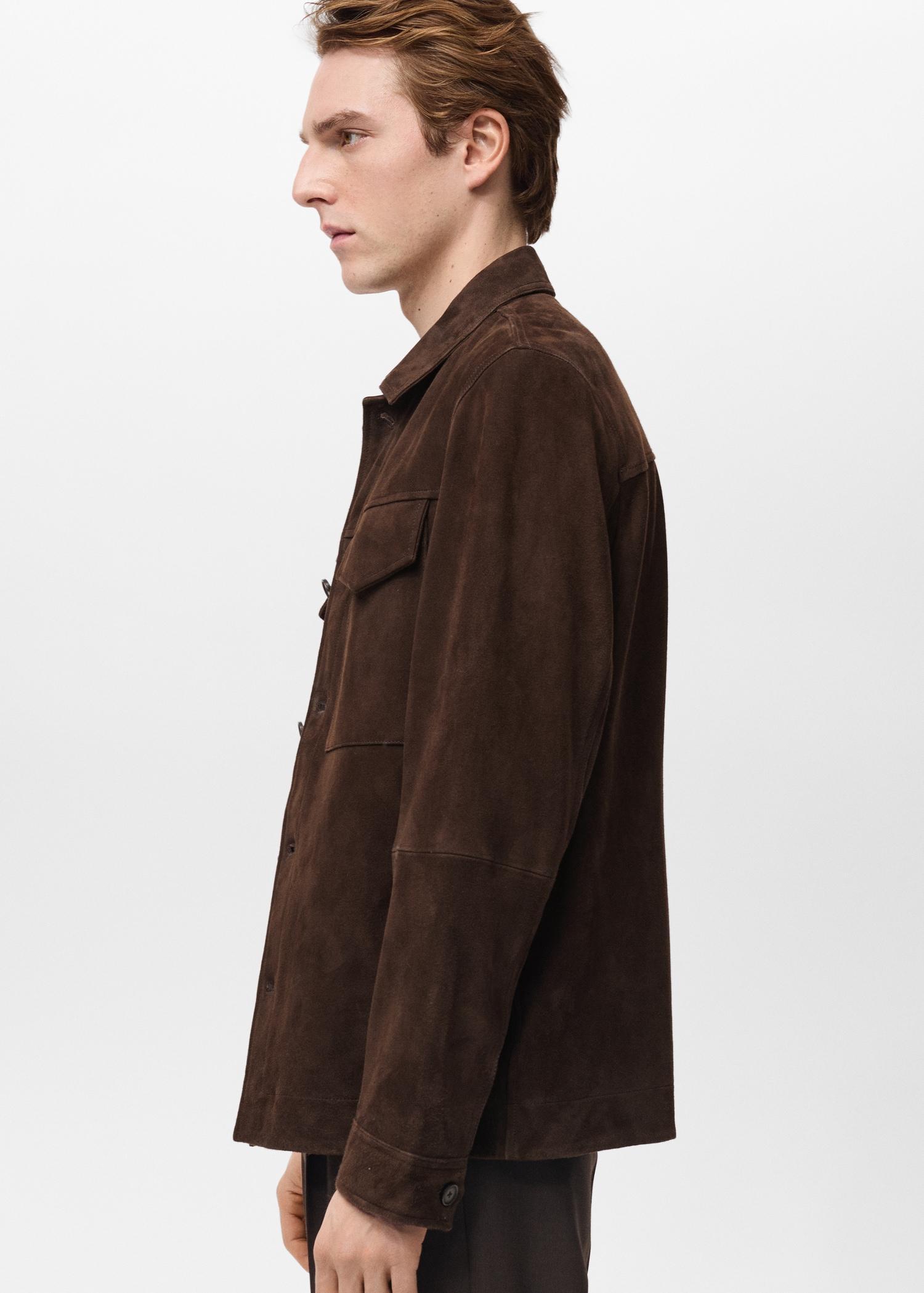 Suede jacket with pockets - Men | MANGO USA Product Image