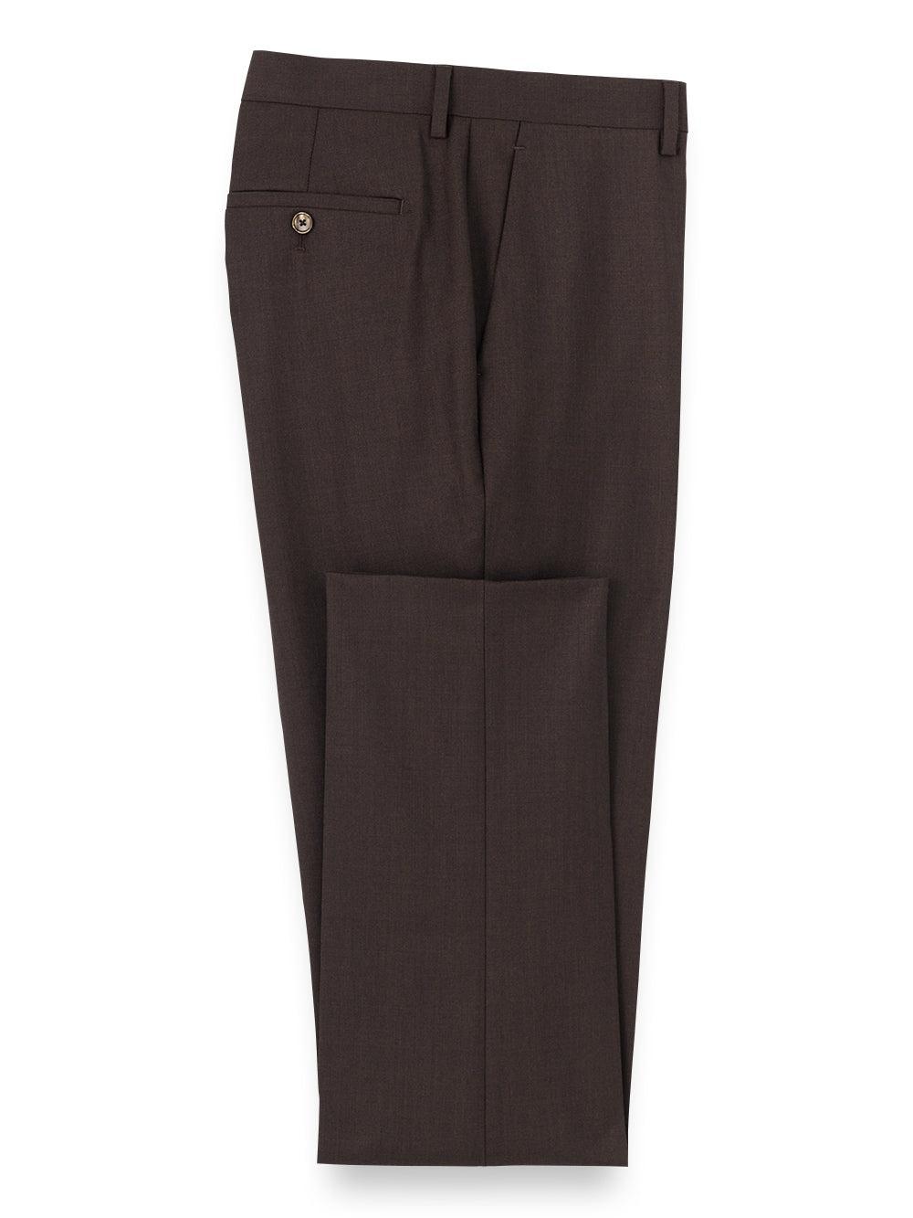 Wool Stretch Bengaline Suit Pants - Dark Brown Product Image