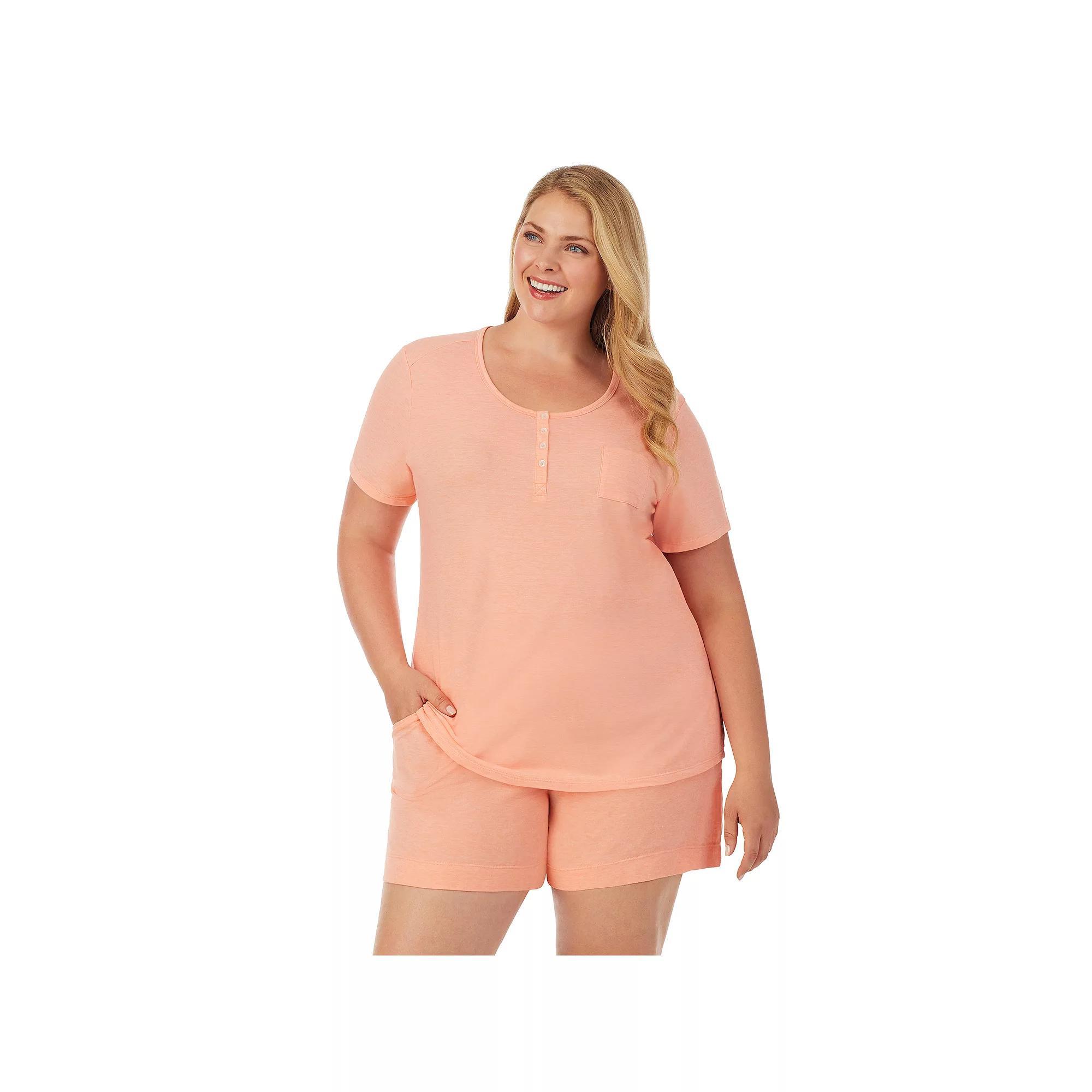 Plus Size Cuddl Duds Essentials Pajama Tee & Pajama Boxers Sleep Set, Women's, Size: 2XL, Coral Grey Product Image