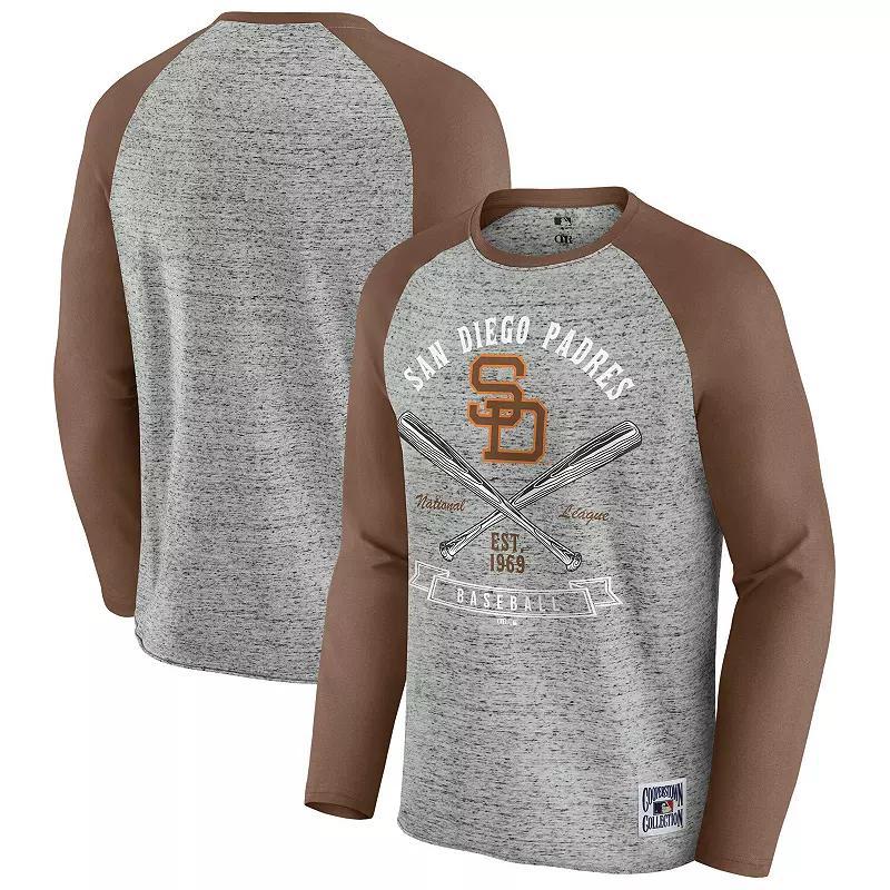 Men's Darius Rucker Collection by Fanatics Heather Gray Minnesota Twins Raw Edge Raglan Long Sleeve Baseball T-Shirt,  Product Image