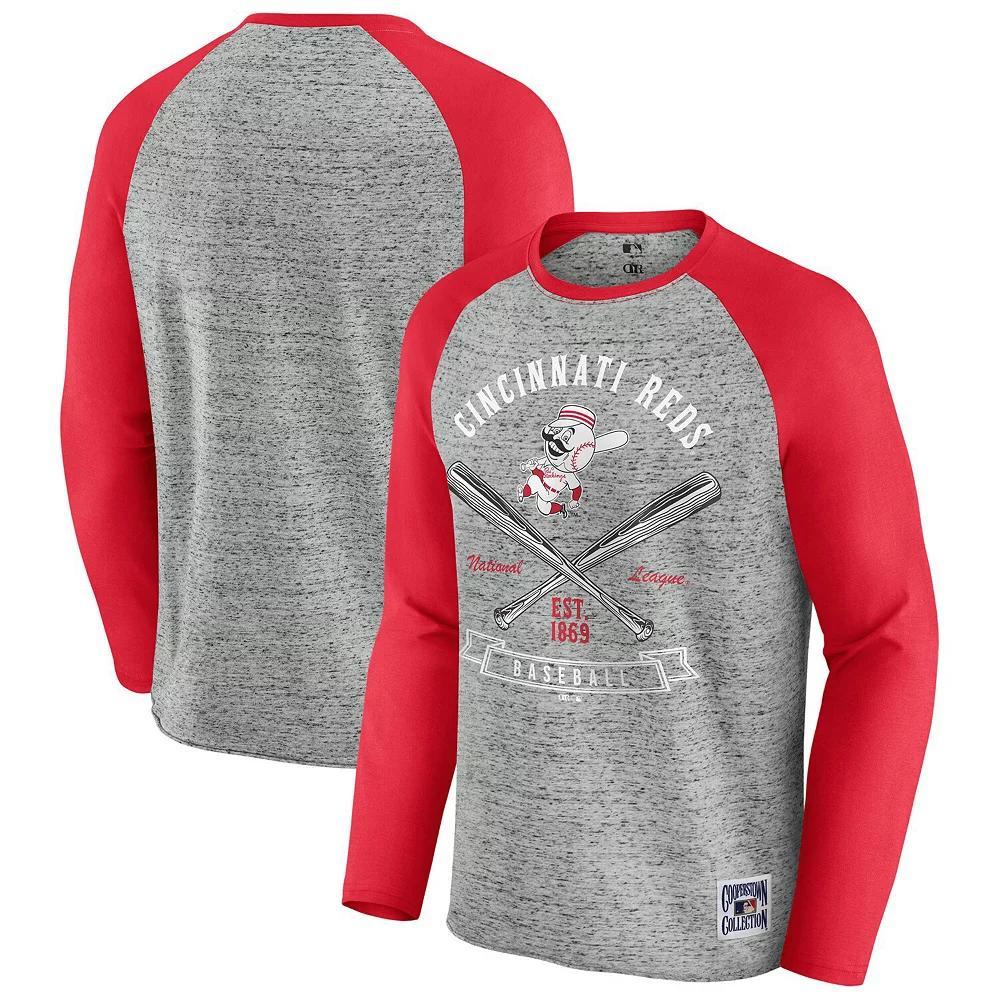 Men's Darius Rucker Collection by Fanatics  Heather Gray Arizona Diamondbacks Raw Edge Raglan Long Sleeve Baseball T-Shirt, Size: Small, Grey Product Image