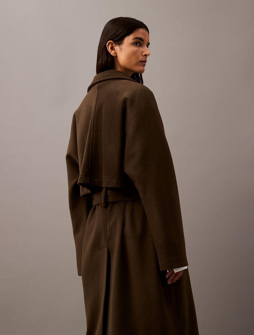 Long Wool Cashmere Blend Trench Coat Product Image