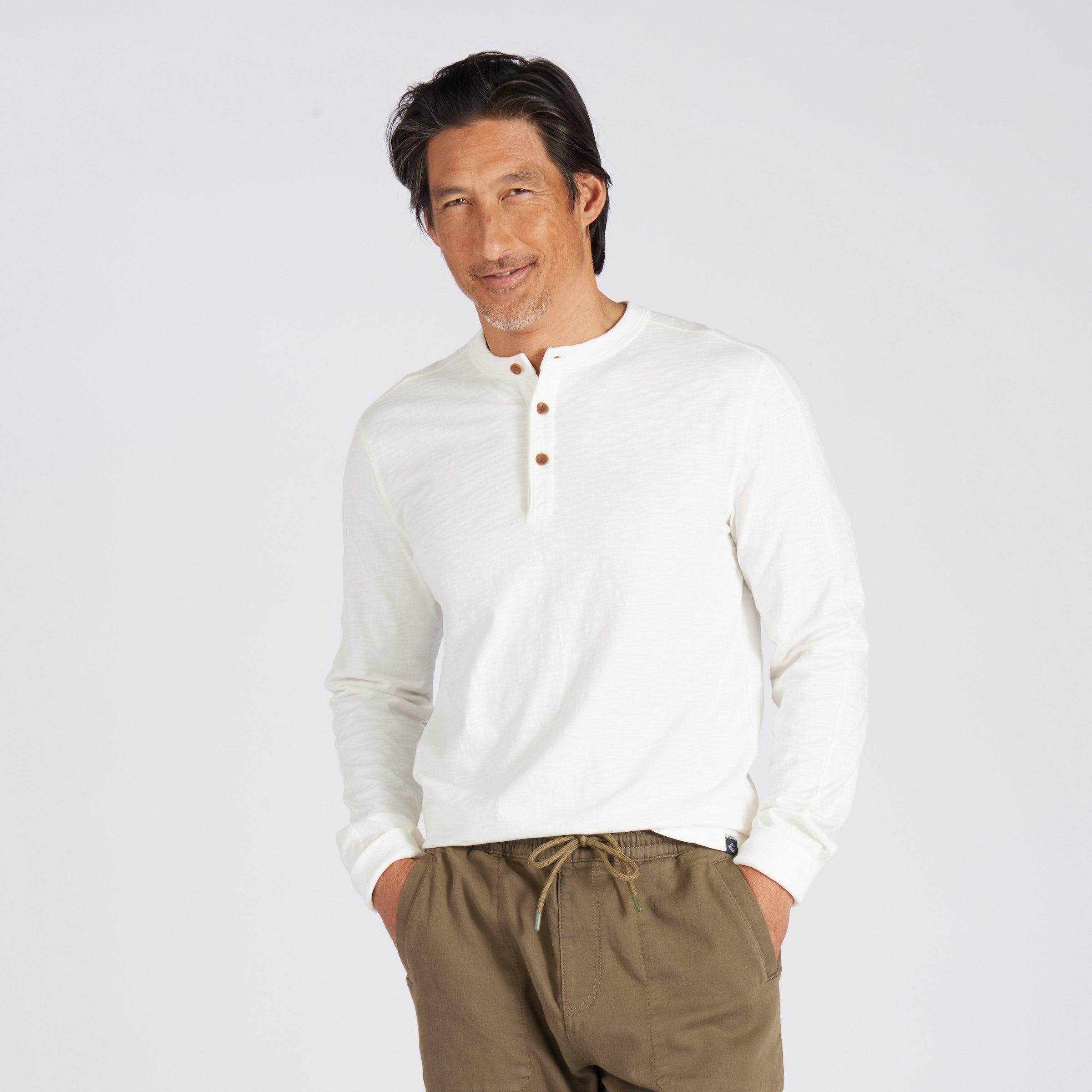 New Cooper Garment Dyed Henley - White Product Image