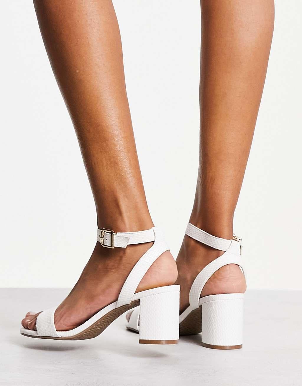 Dune London block heel sandals in white Product Image