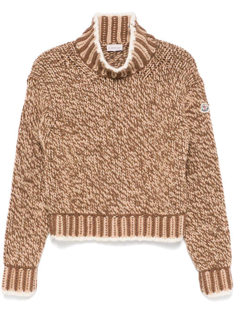 MONCLER Brown Wool Blend Turtleneck Sweater In Multicolor Product Image