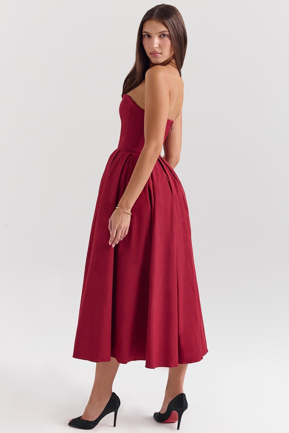 Pandora  berry strapless detachable bow midi dress Product Image