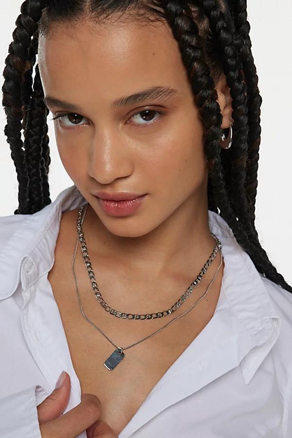 Essential Tag Chain Layering Necklace Set Womens at Urban Outfitters Product Image