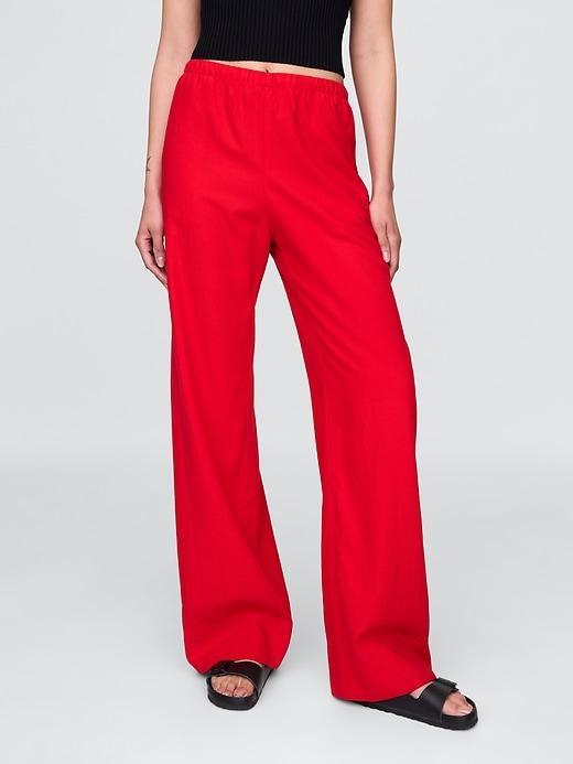 Linen-Blend Easy Wide-Hem Pants Product Image