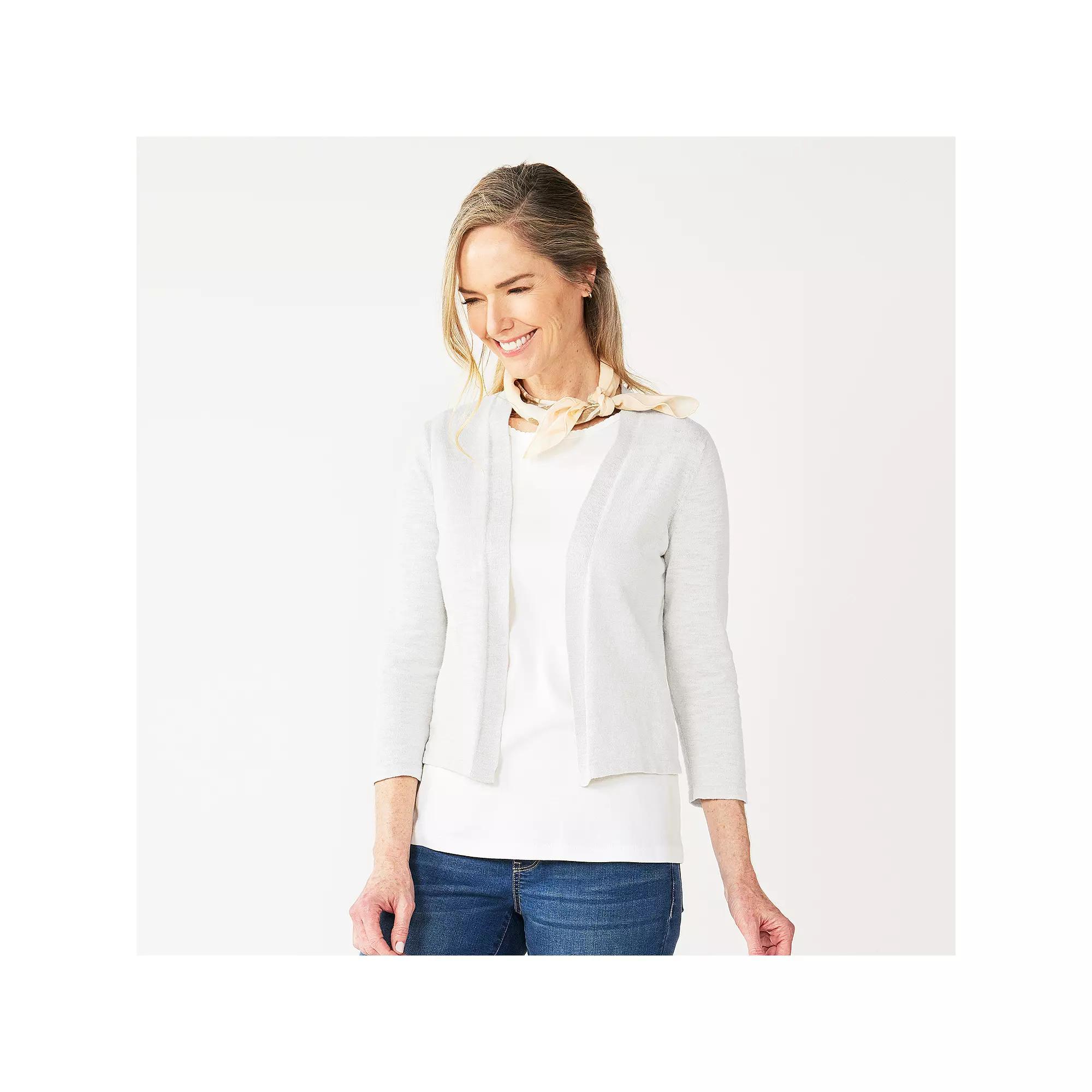 Women's Croft & Barrow® Open Front Cardigan, Size: XS, White Product Image