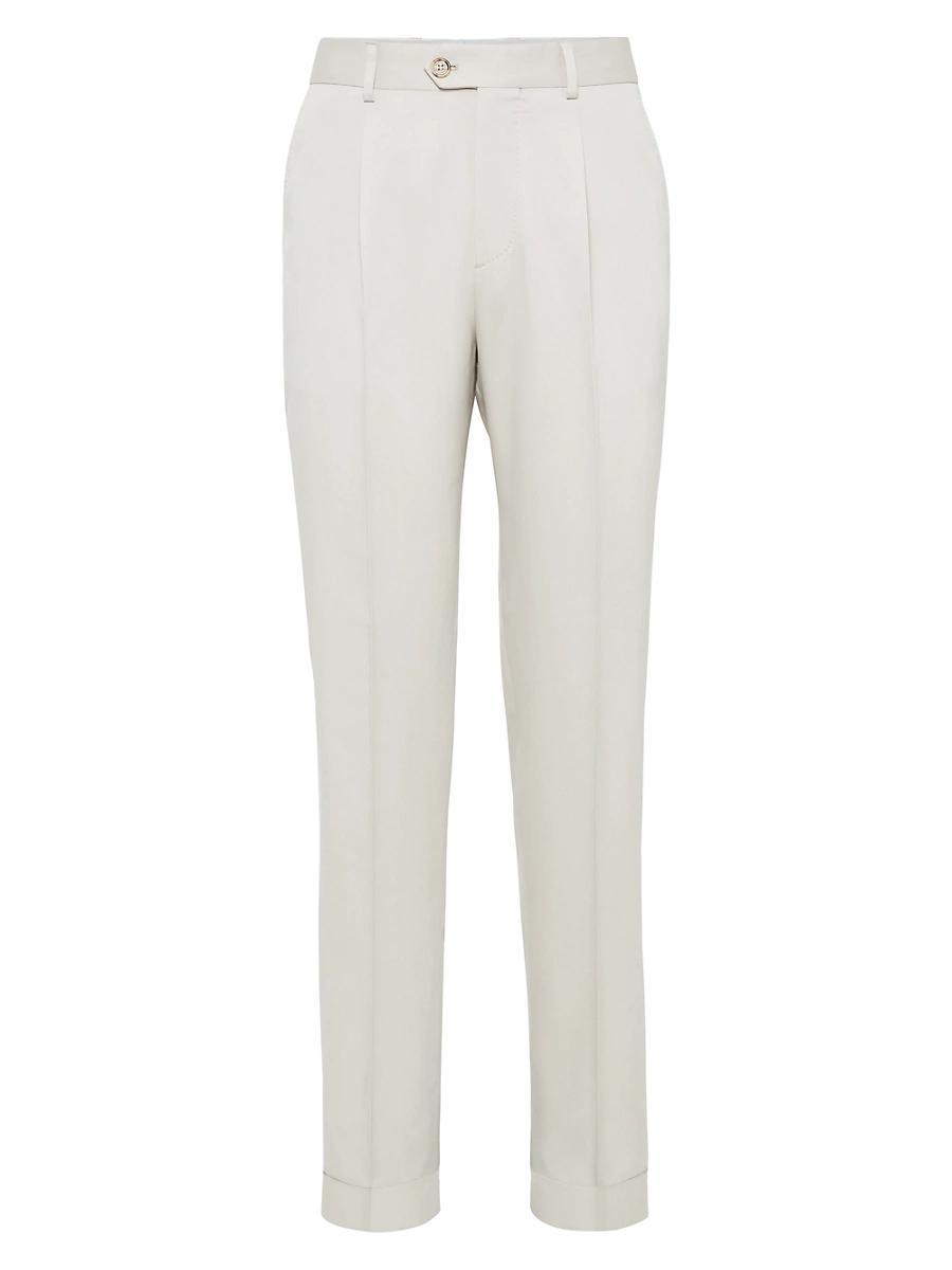 Mens Dlav Silk Twill Leisure Fit Trousers with Pleat Product Image