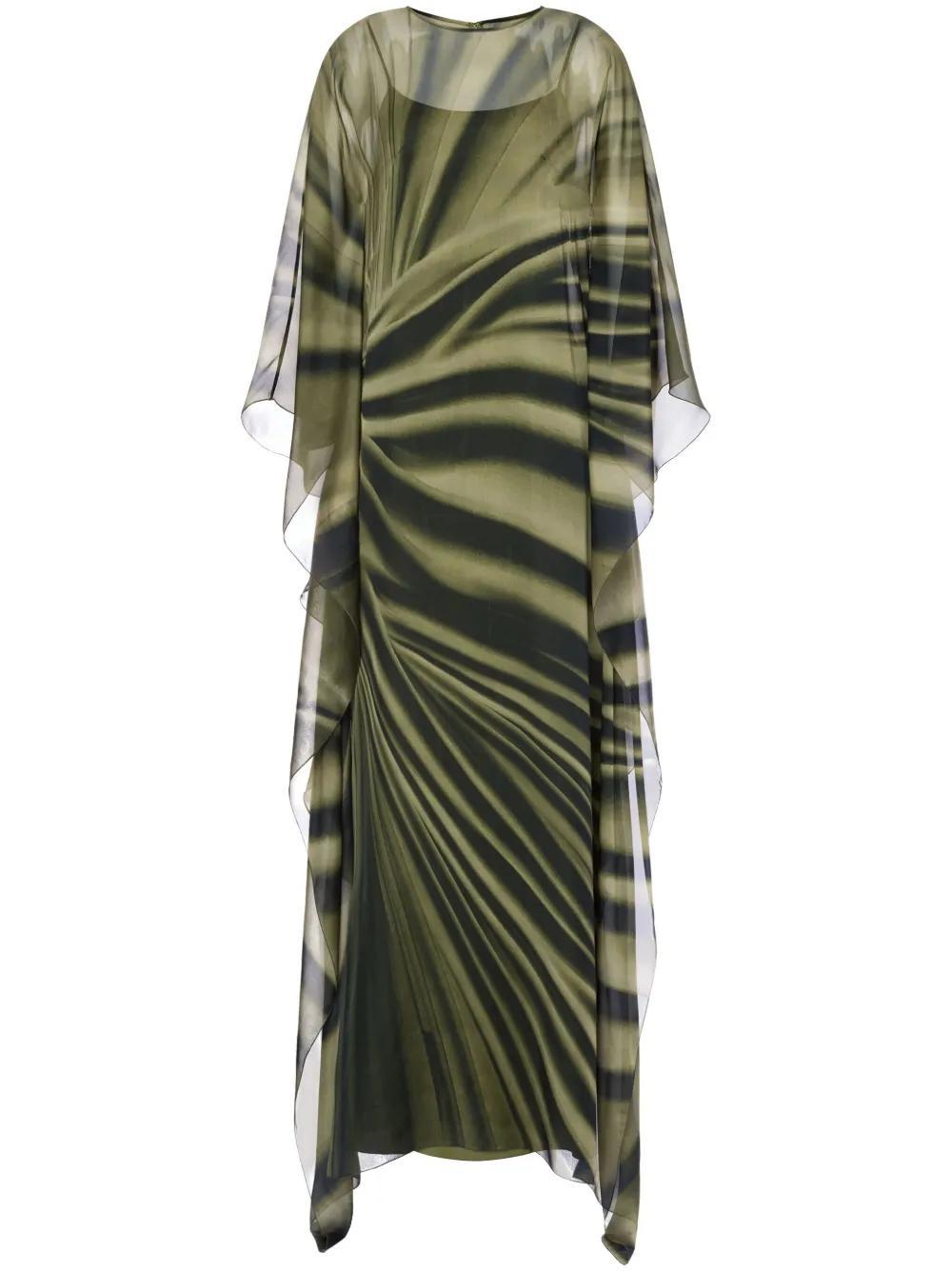 ALBERTA FERRETTI Womens Fantasy Green Abstract-print Chiffon-texture Relaxed-fit Silk Maxi Dress Product Image